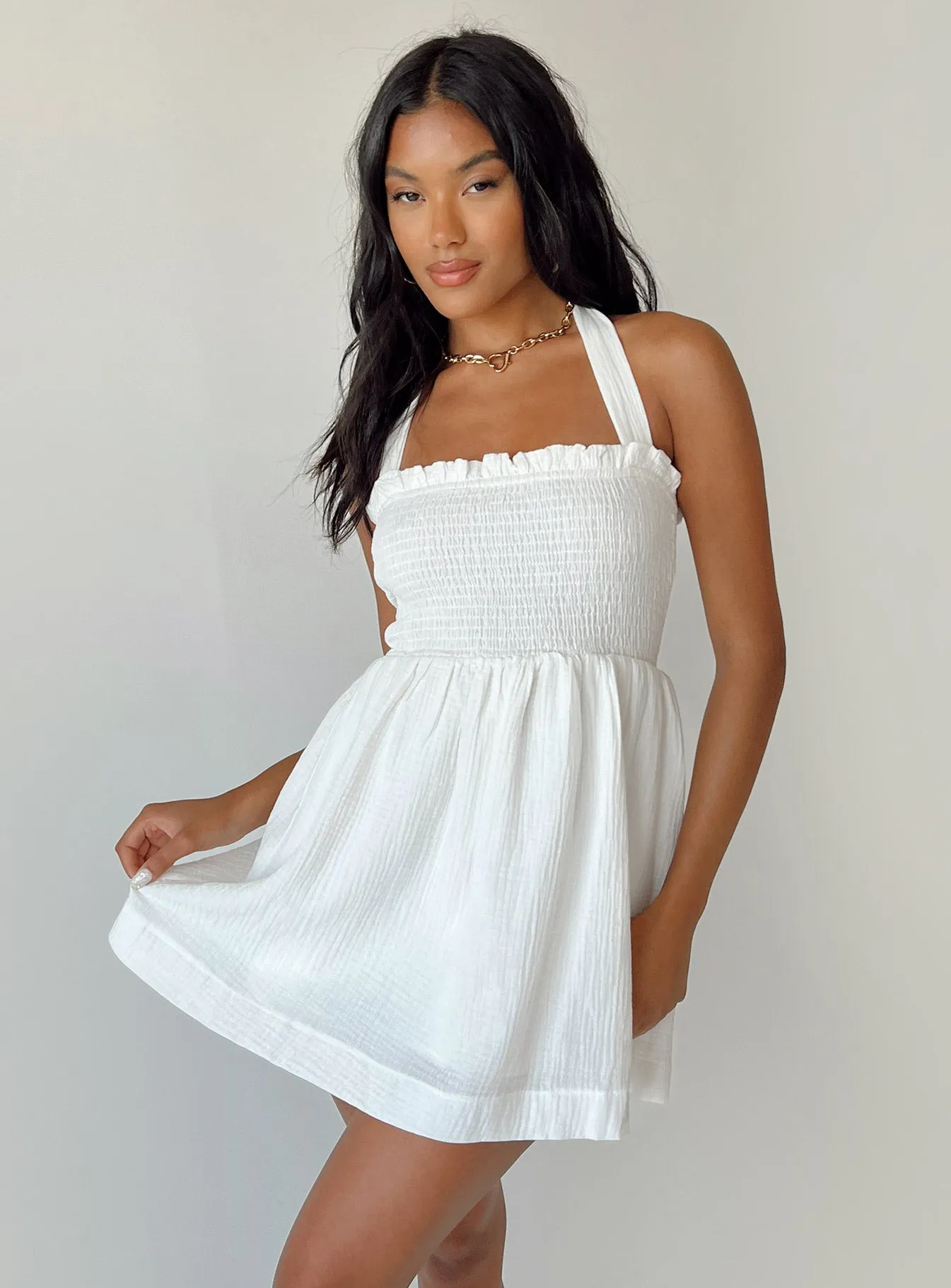 Rhea Mini Dress White Back-Pocket