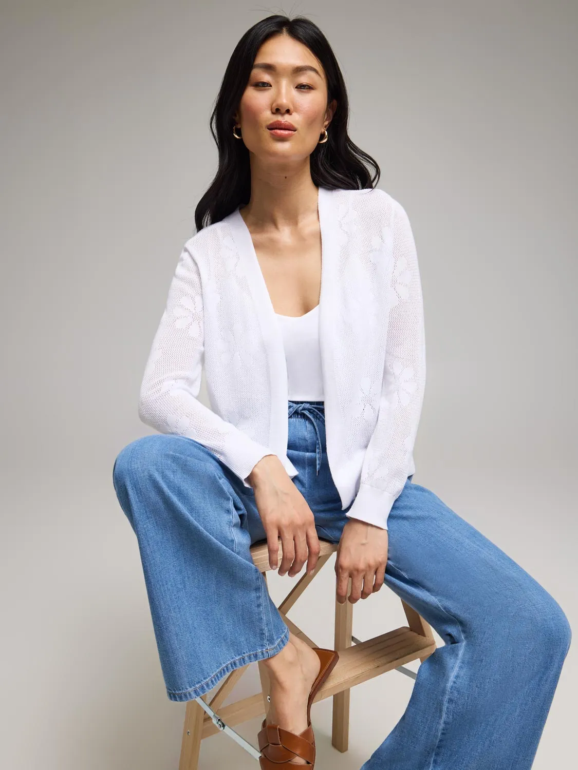 Breezy Day Quick Dry Weaving Open Pointelle Cardigan