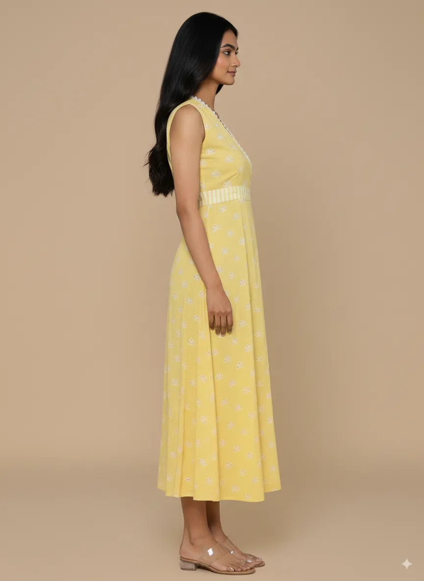 Lemonade Printed Dress Cozy Vibes