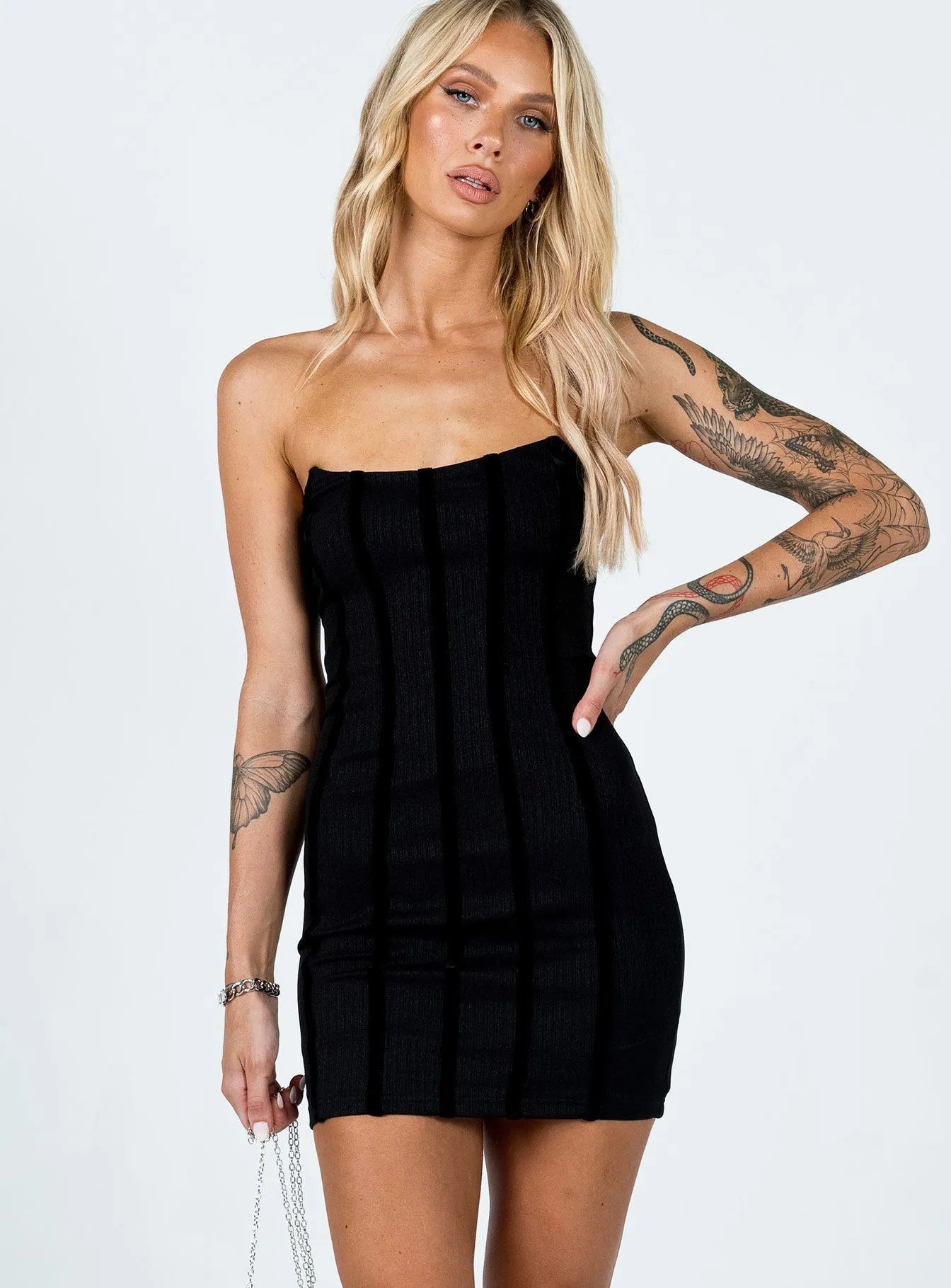 Tristian Mini Dress Black Social Charm Semi Fit