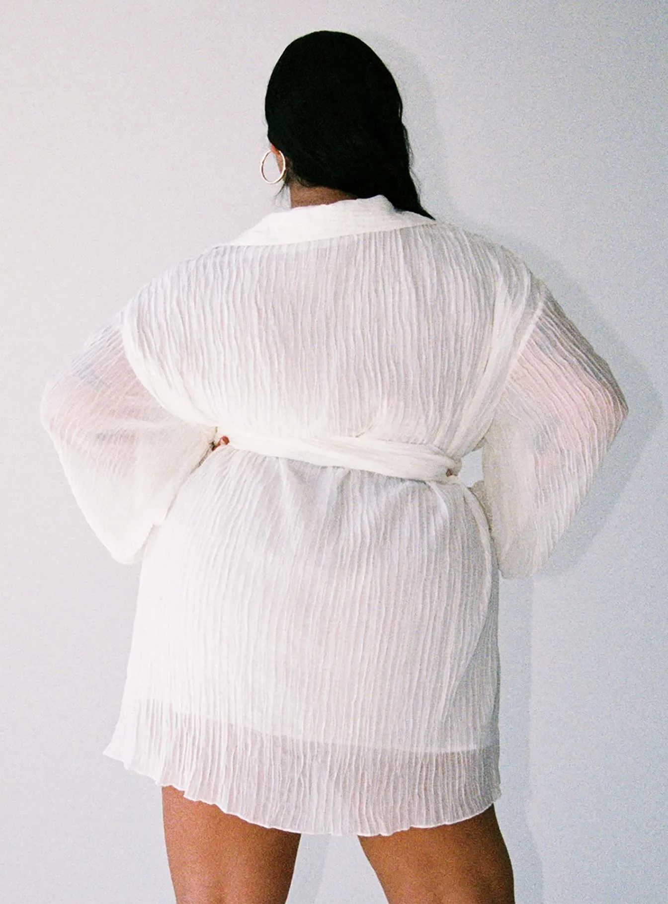 Side Tie Tune In Shirt Dress White Curve
