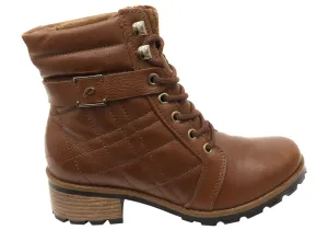 Pegada Gracey Womens Comfortable Brazilian Leather Lace Up Boots Deep Black