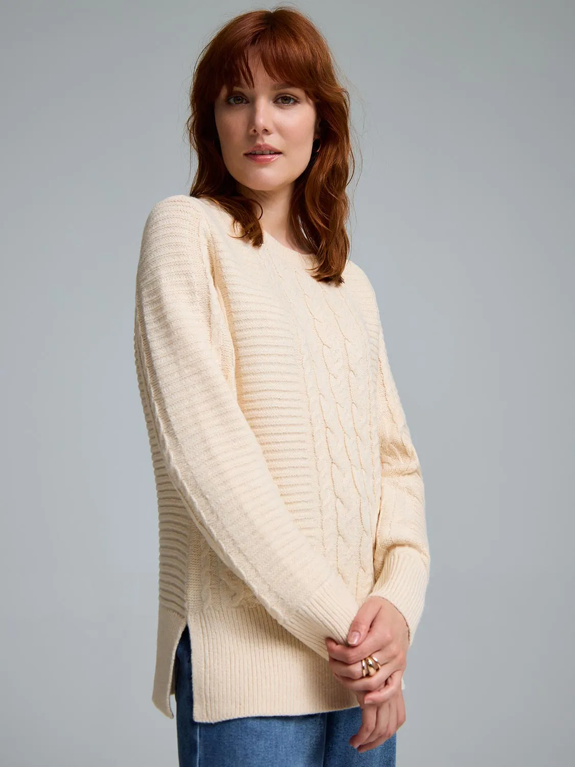 Effortless Look Cable Knit Sweater