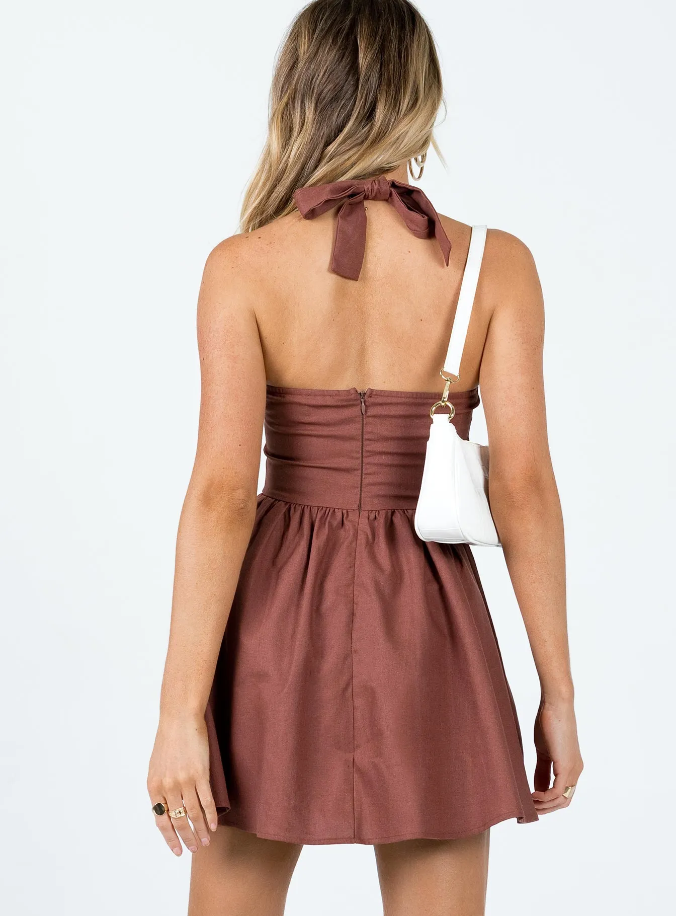 Lyle Mini Dress Brown Romantic Style Collared