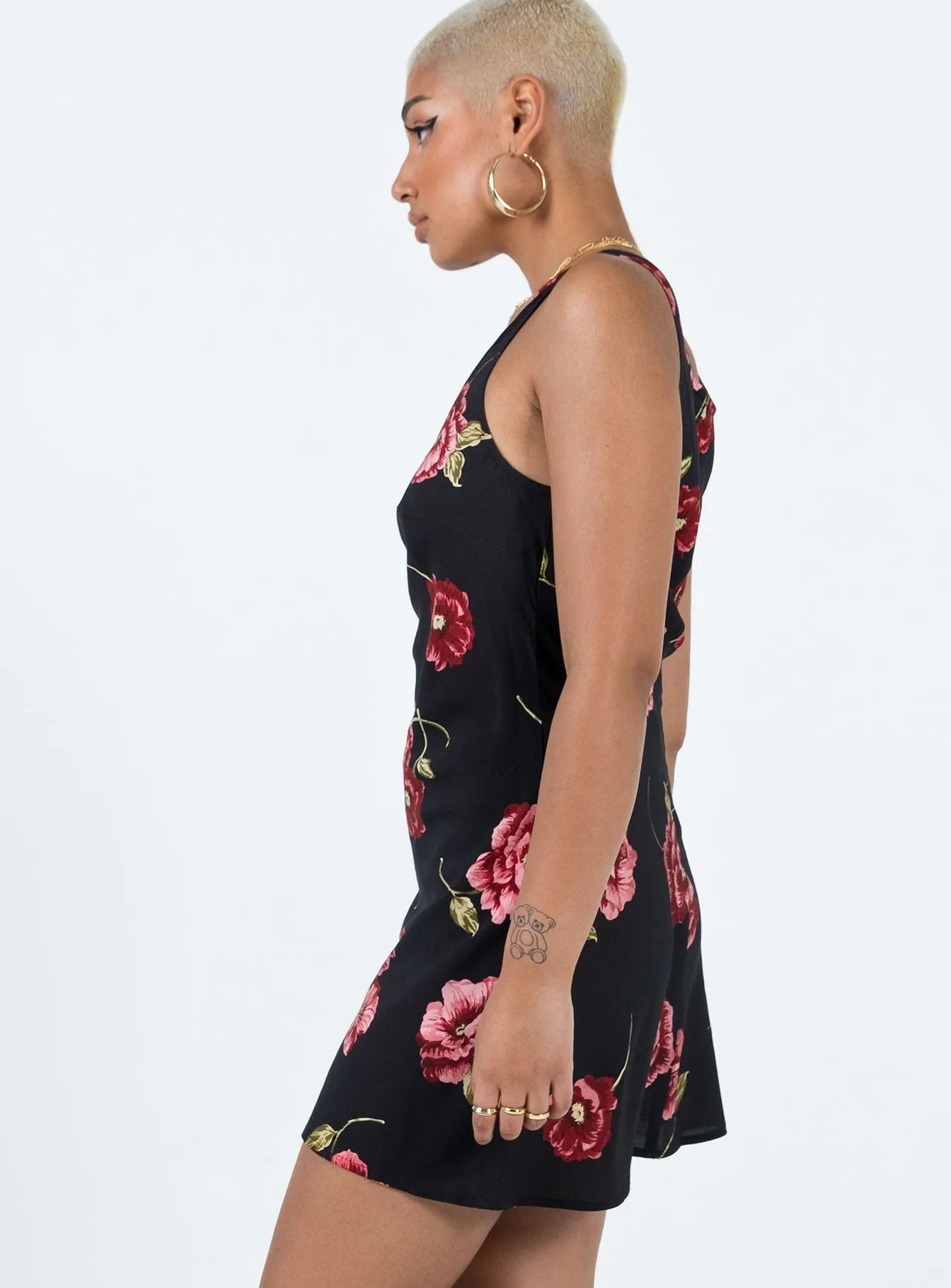 Shelli Vintage Floral Mini Dress Black / Multi Sister Charm Kind Light