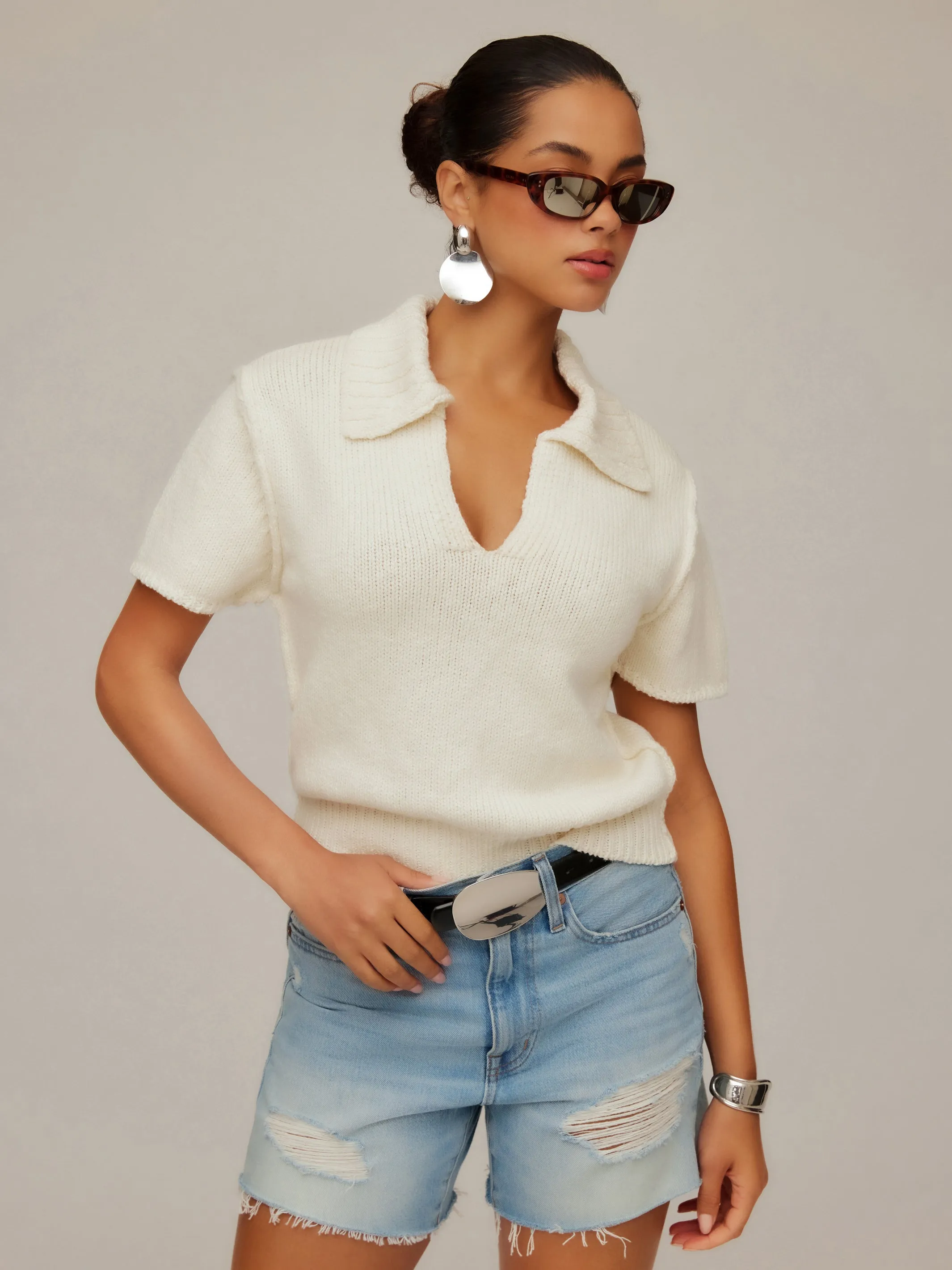 AntiPilling Finish Evie Knit Polo Top