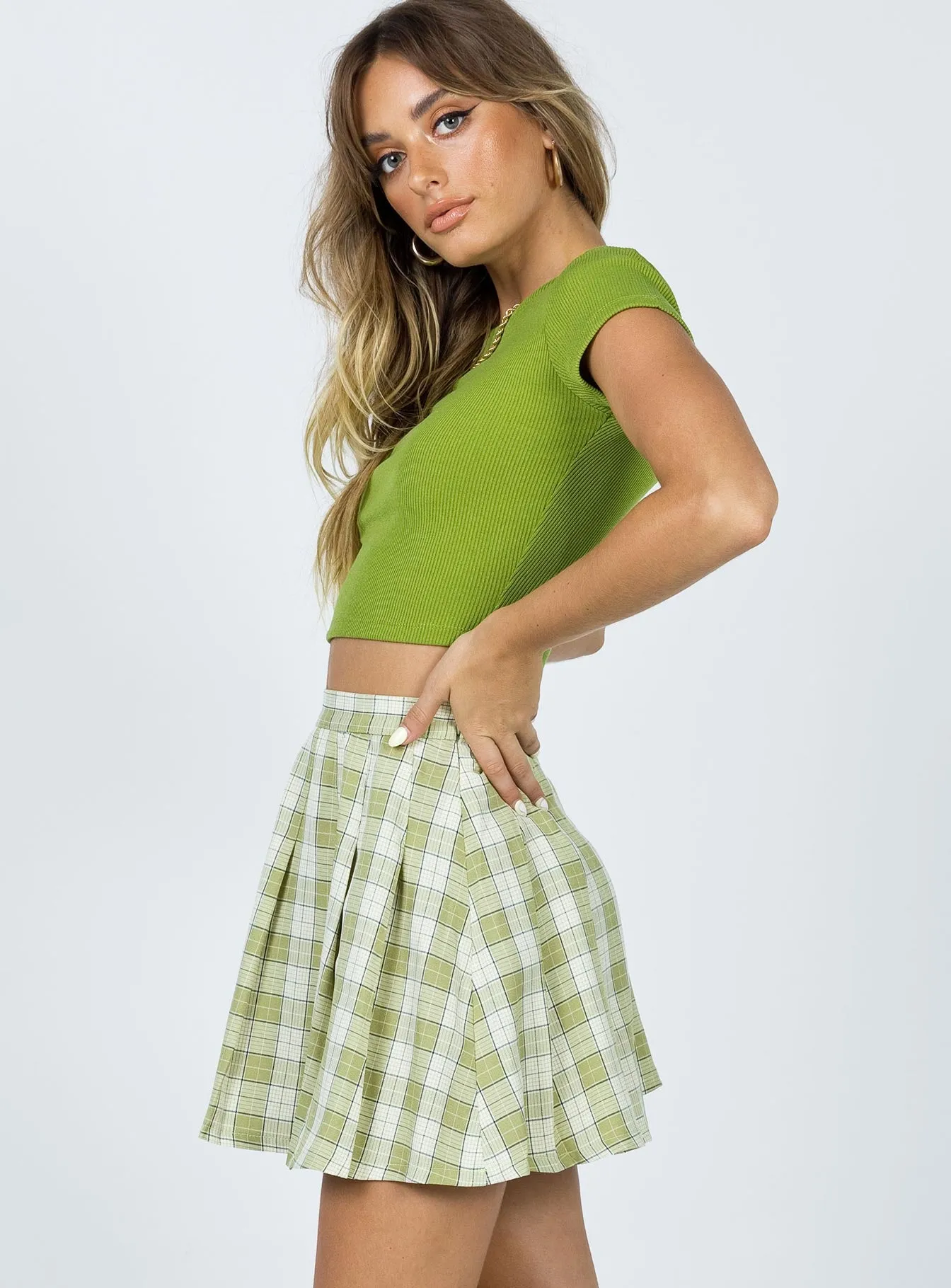 Carrie Mini Skirt Green Foldable Design