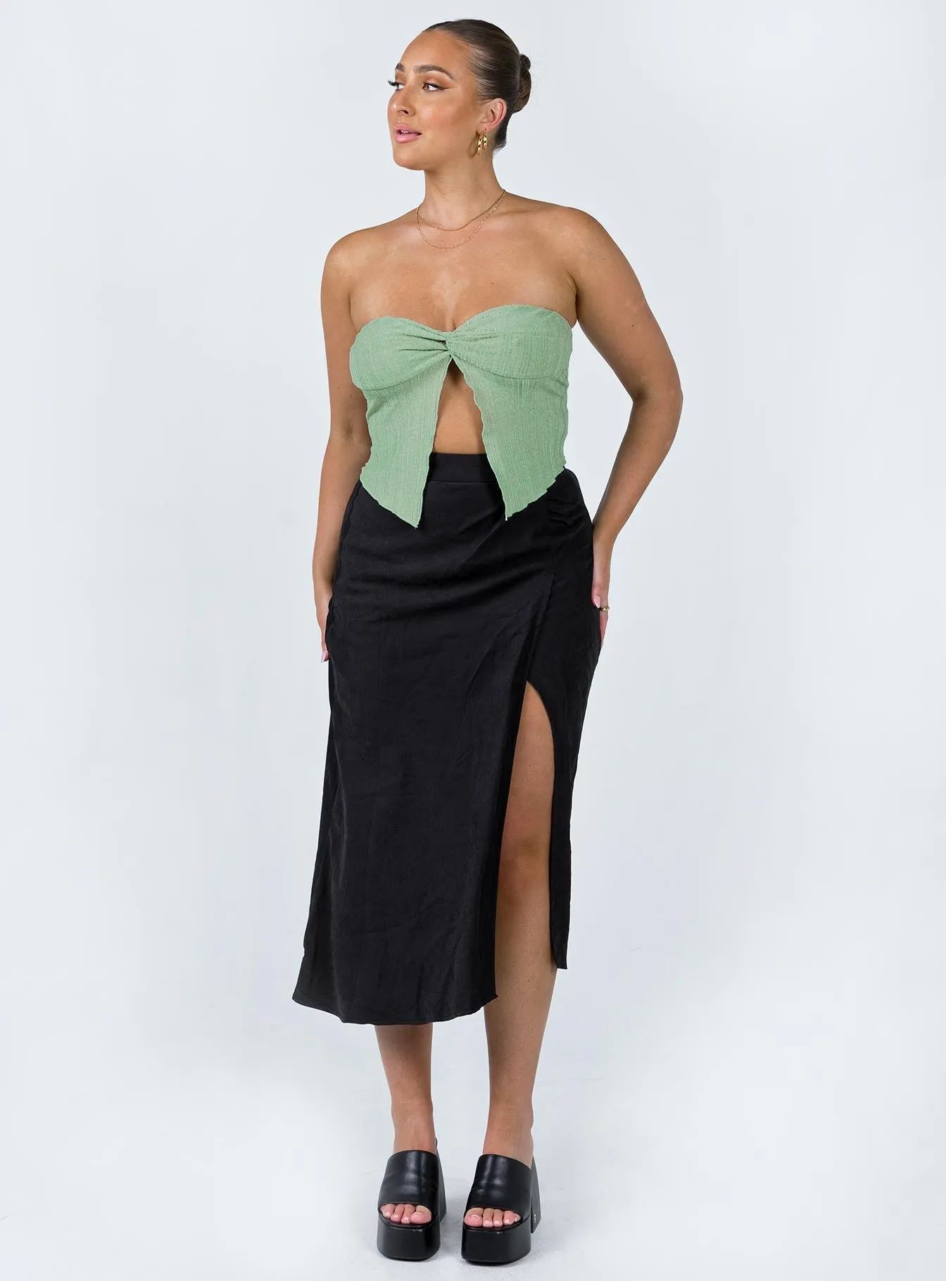 Designer Inspired Mabel Midi Skirt Black