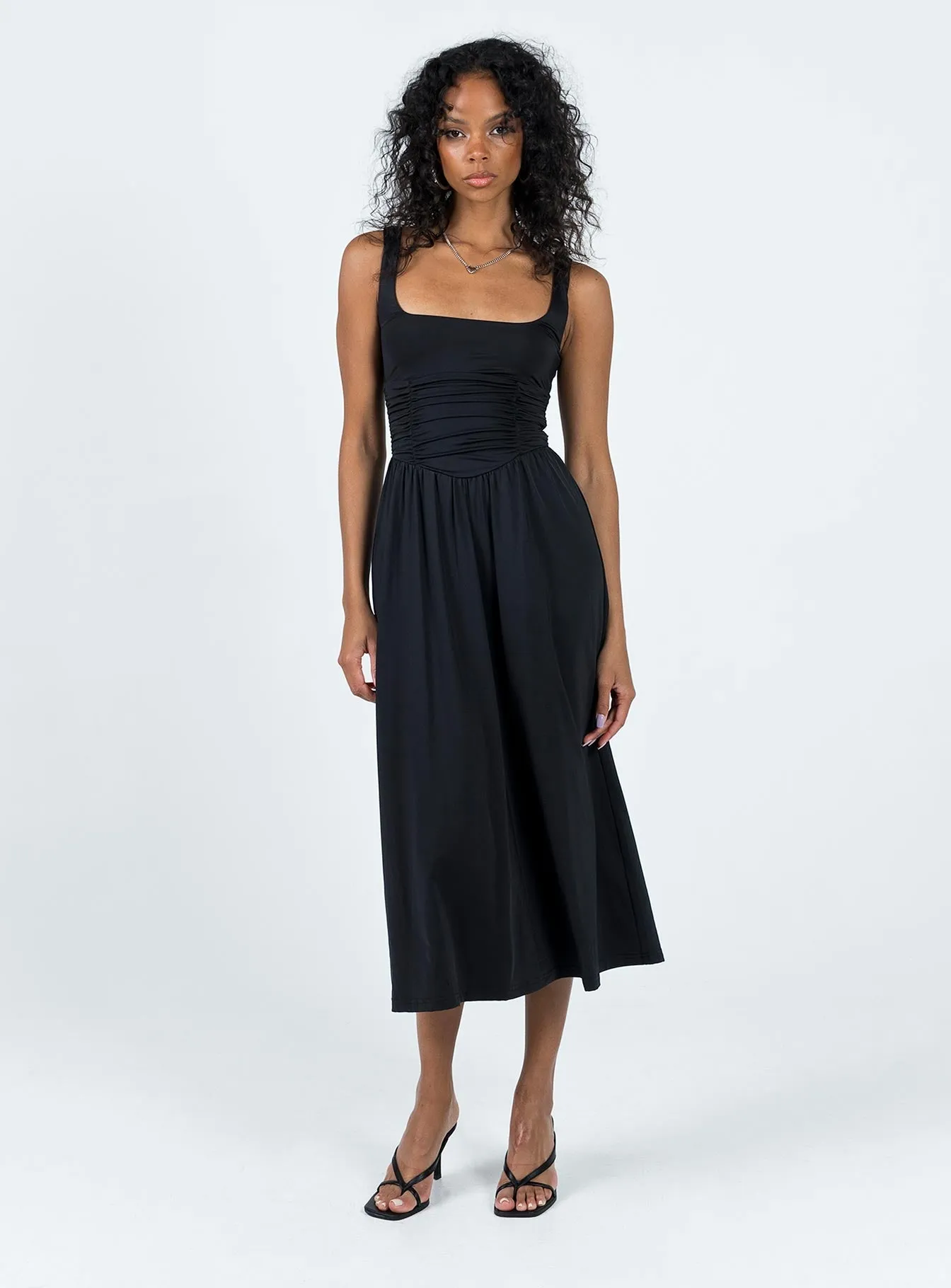 Braddon Midi Dress Black Bold Cut Trendy pick