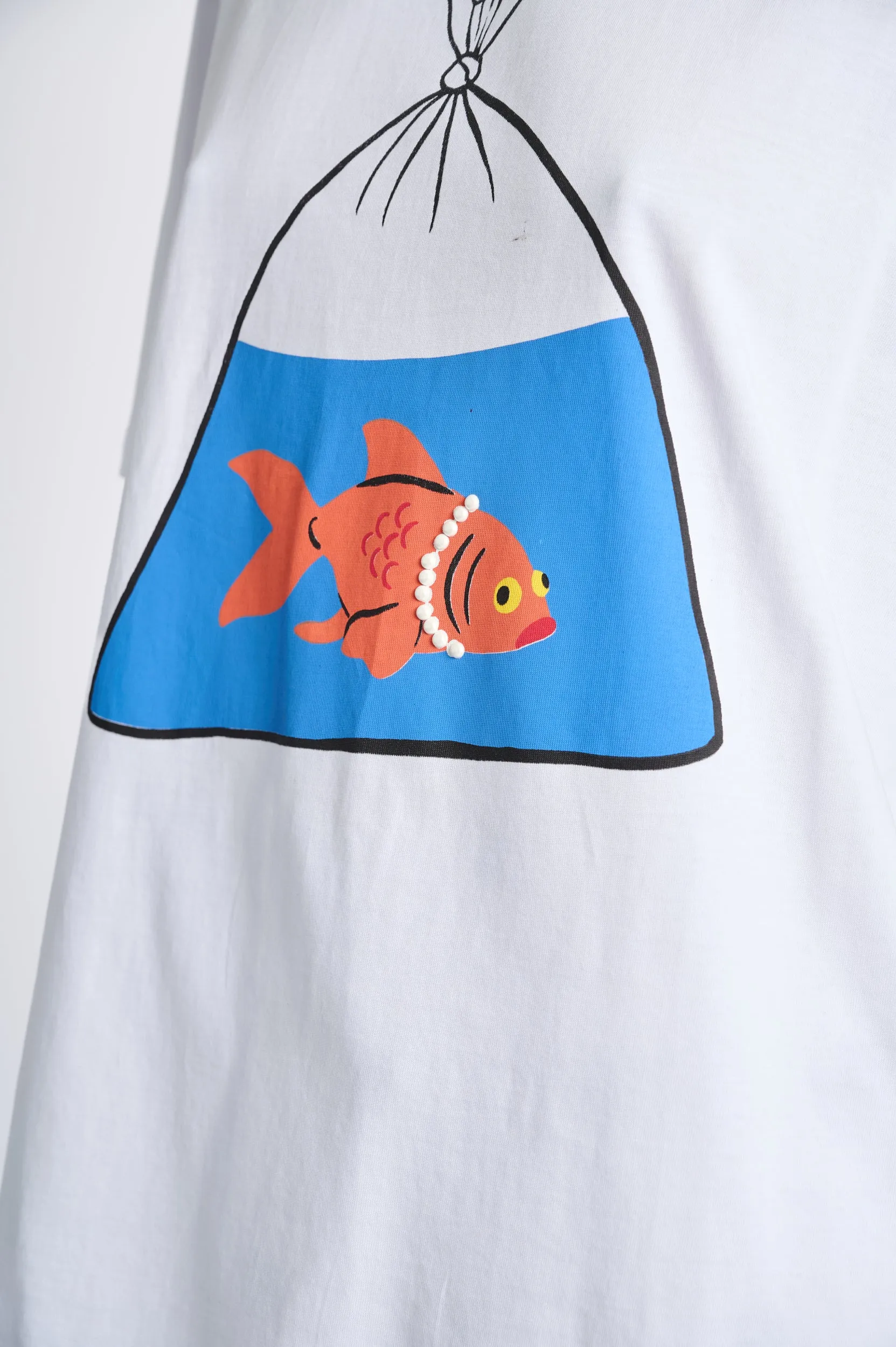 Breathable Comfort Travel Comfort Style Oversized Printed Tee with Goldfish