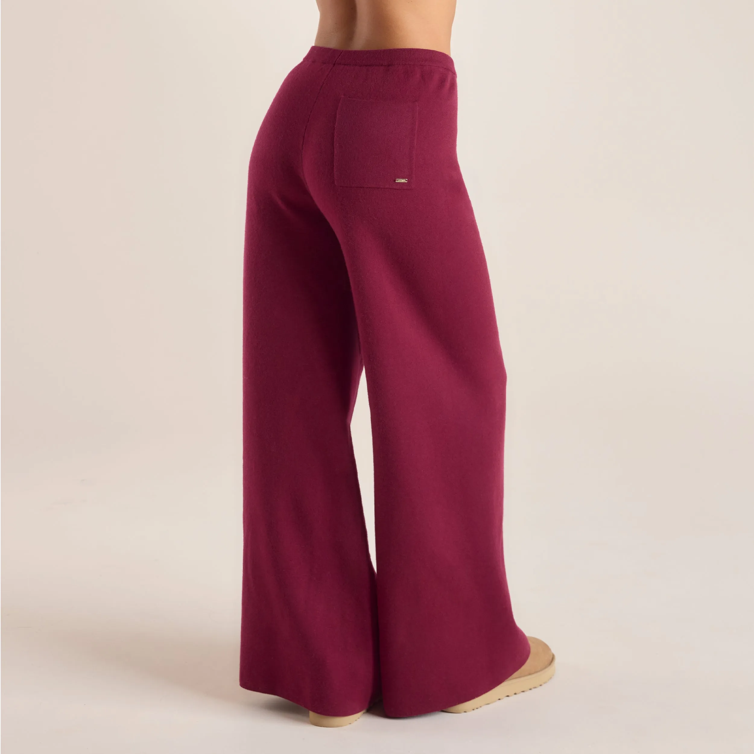 Logo Knitted Pants - Burgundy Quick Comfort Design Comfortable Movement