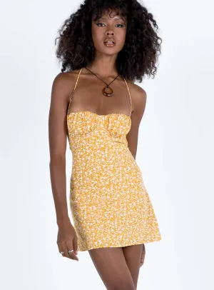 Acer Mini Dress Yellow Floral Lounge Fit