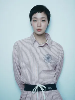 COTTON SHIRT STRIPE_PINK BLUE Casual Style Indoor Event