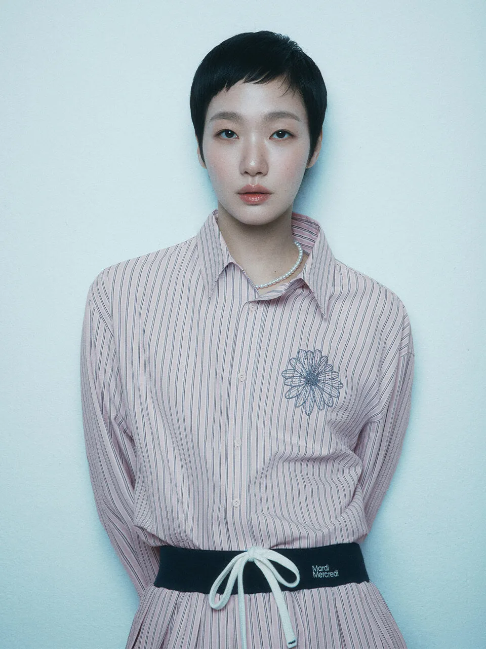 COTTON SHIRT STRIPE_PINK BLUE Casual Style Indoor Event