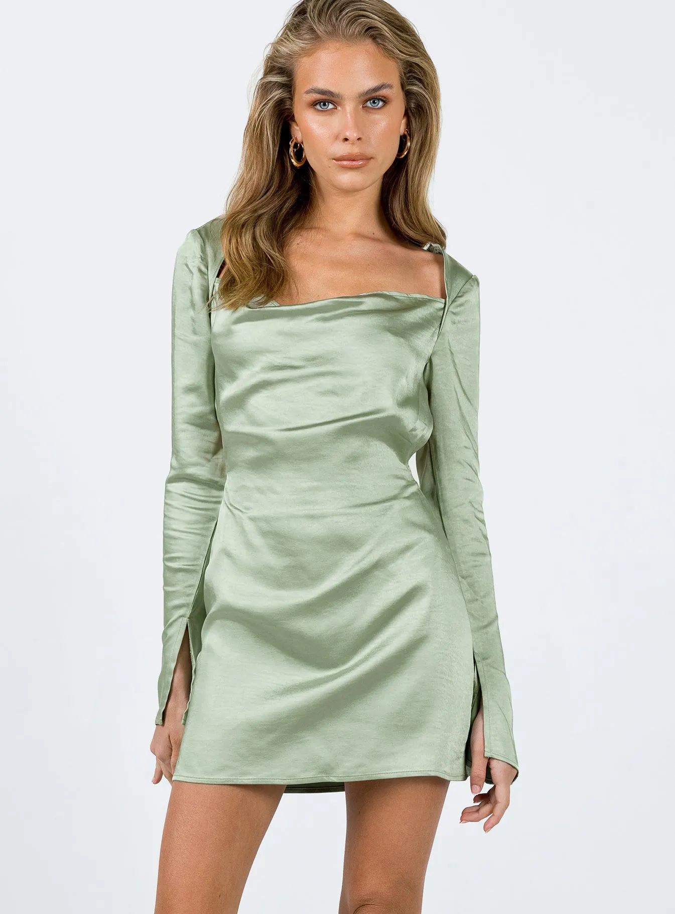 Office Smart Maia Long Sleeve Mini Dress Green