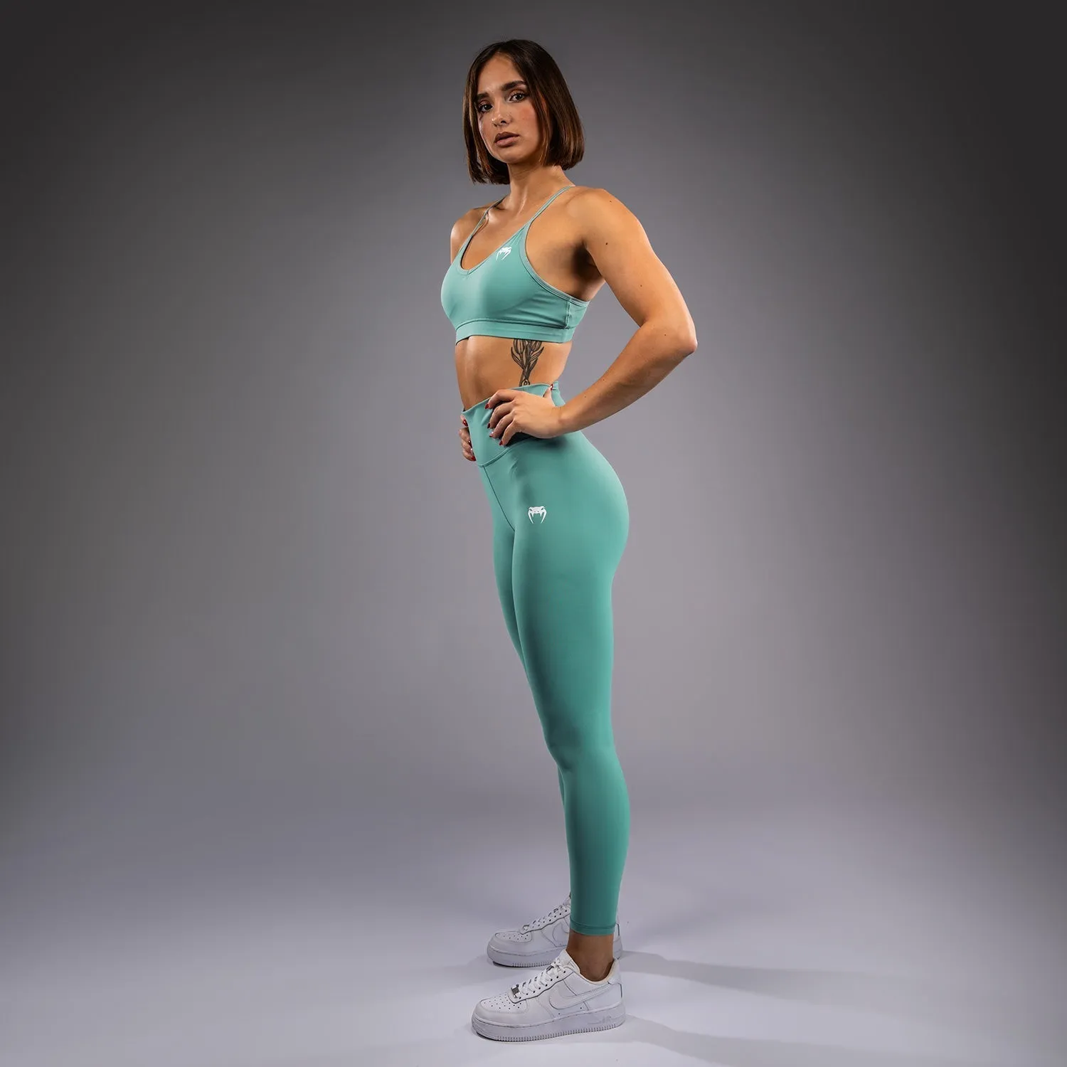 Venum Essential Women's Leggings - Aqua Green Athletic Flexibility Double Layer Pilates Session