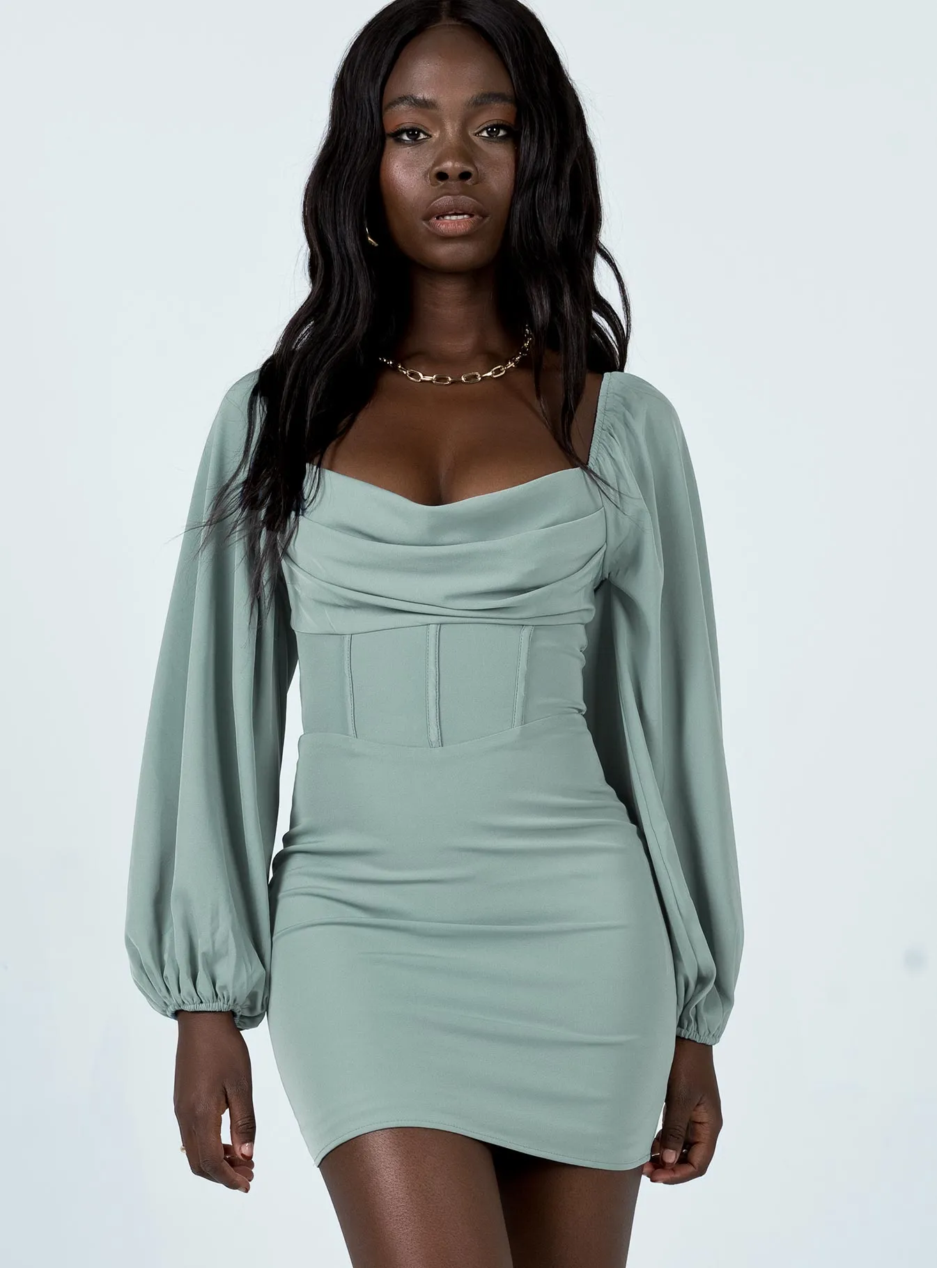 Daily Flex Lillie Long Sleeve Mini Dress Sage