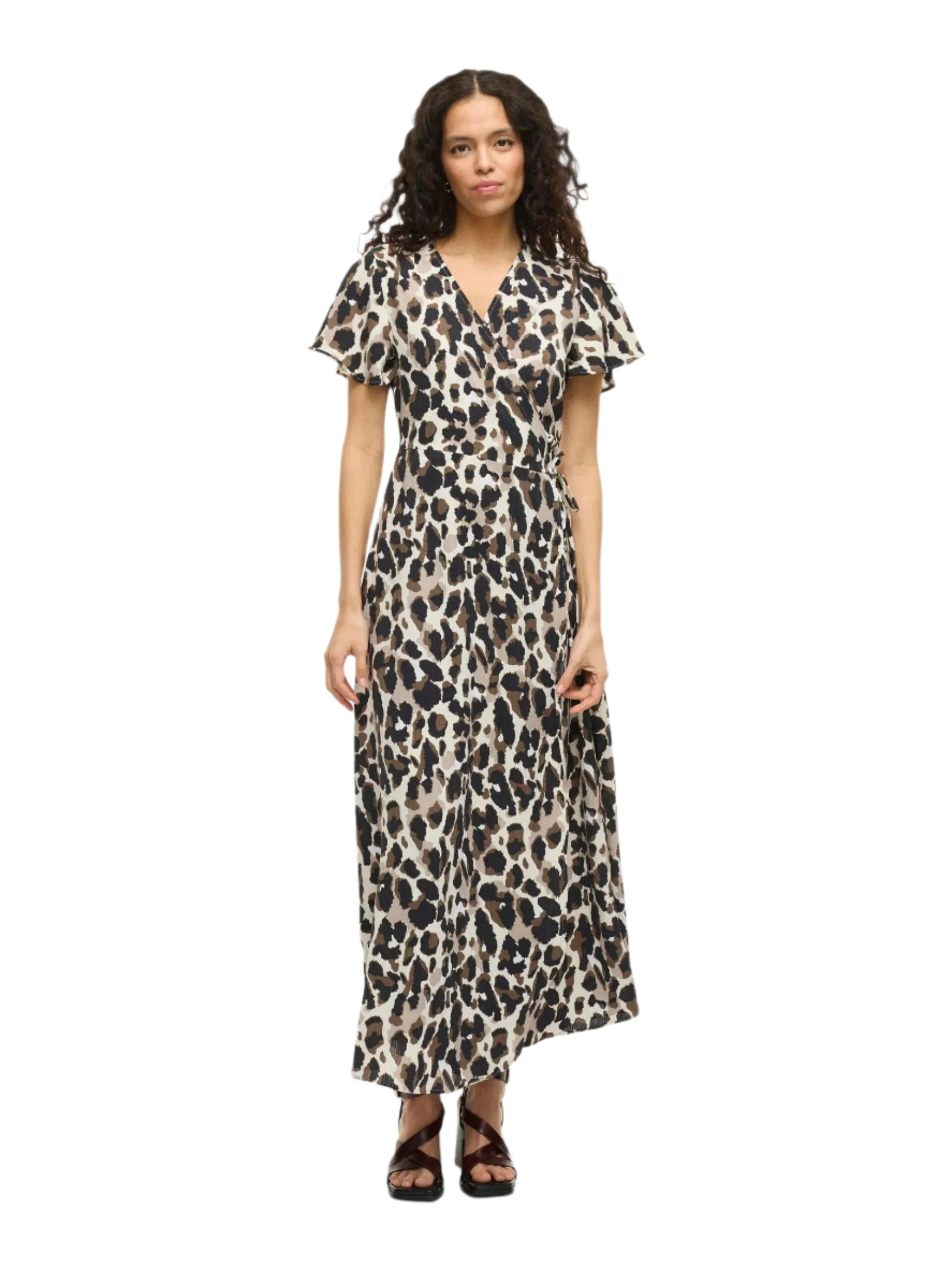 Vila Womens Dress Lovie S/S Wrap Maxi Birch Soft Comfort Graduation wear