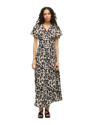 Vila Womens Dress Lovie S/S Wrap Maxi Birch Comfy All Day Fashion Top