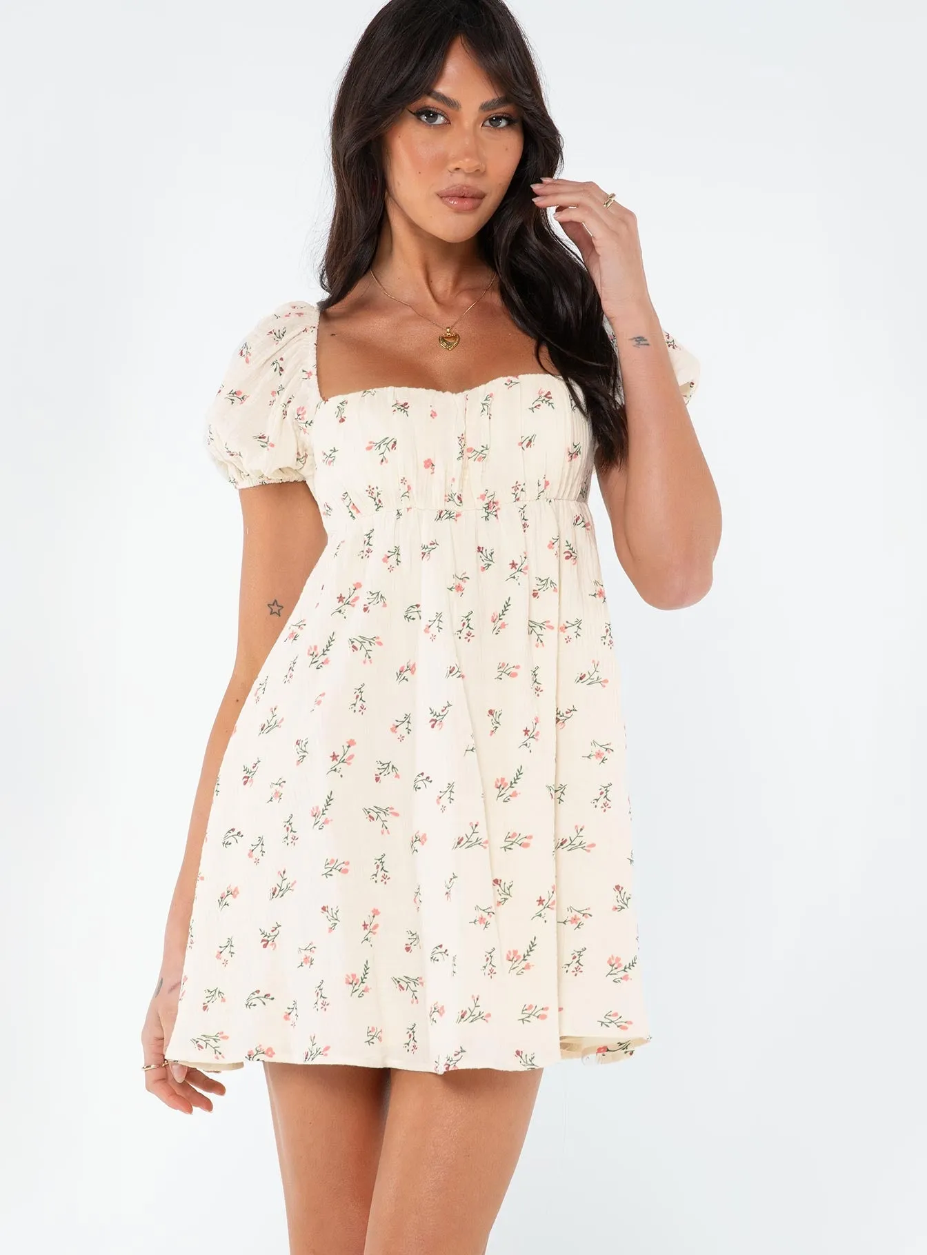 Sharp Detail Let's Dance Mini Dress White / Floral