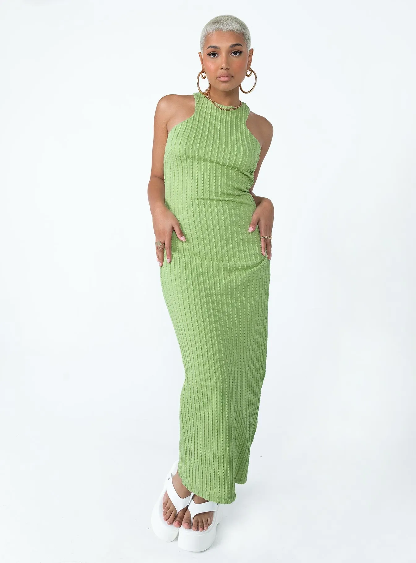 Kamala Maxi Dress Green Built-In-Slip