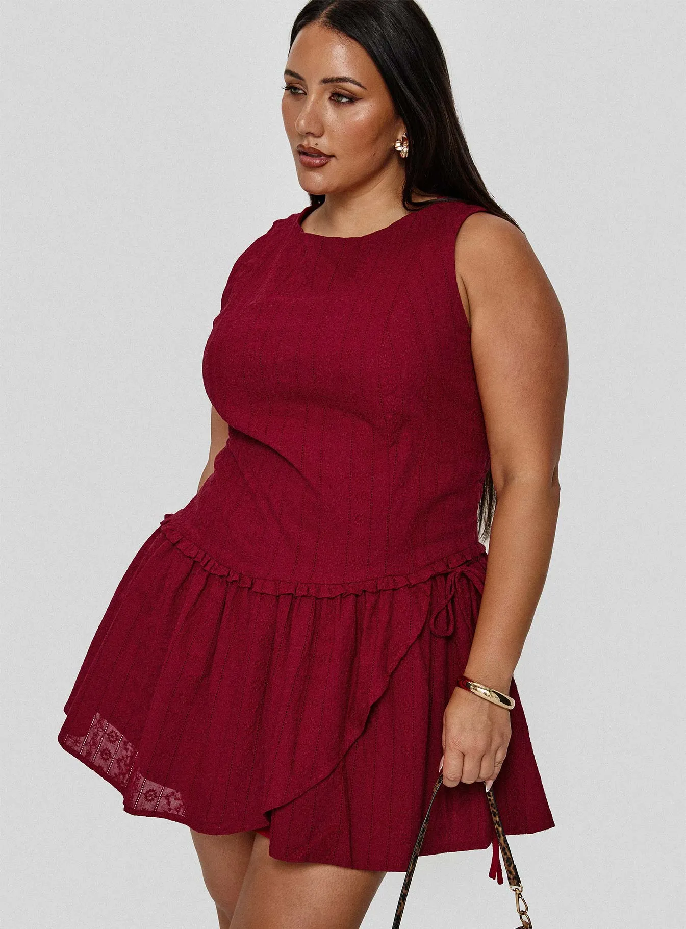 Cosie Mini Dress Red Curve Brunch Outfit