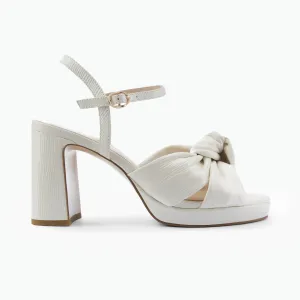 Kate Sandal Heel | Cream Leather Teddy Heel Boots