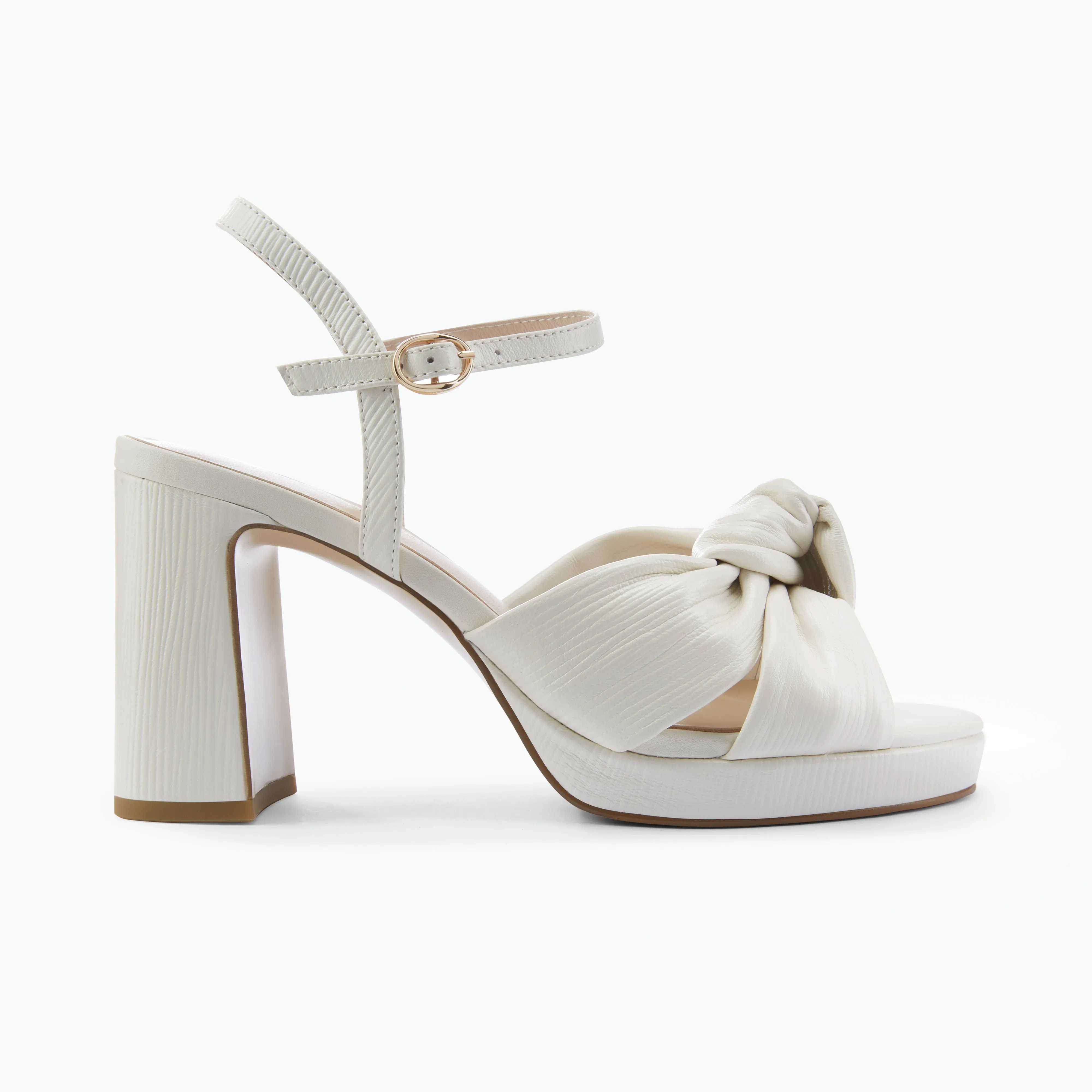 Kate Sandal Heel | Cream Leather Teddy Heel Boots