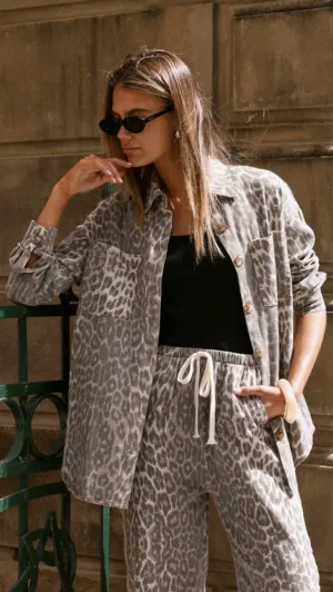 Vox Jacket - Leopard Print Refined Casual All Season Performance Weave