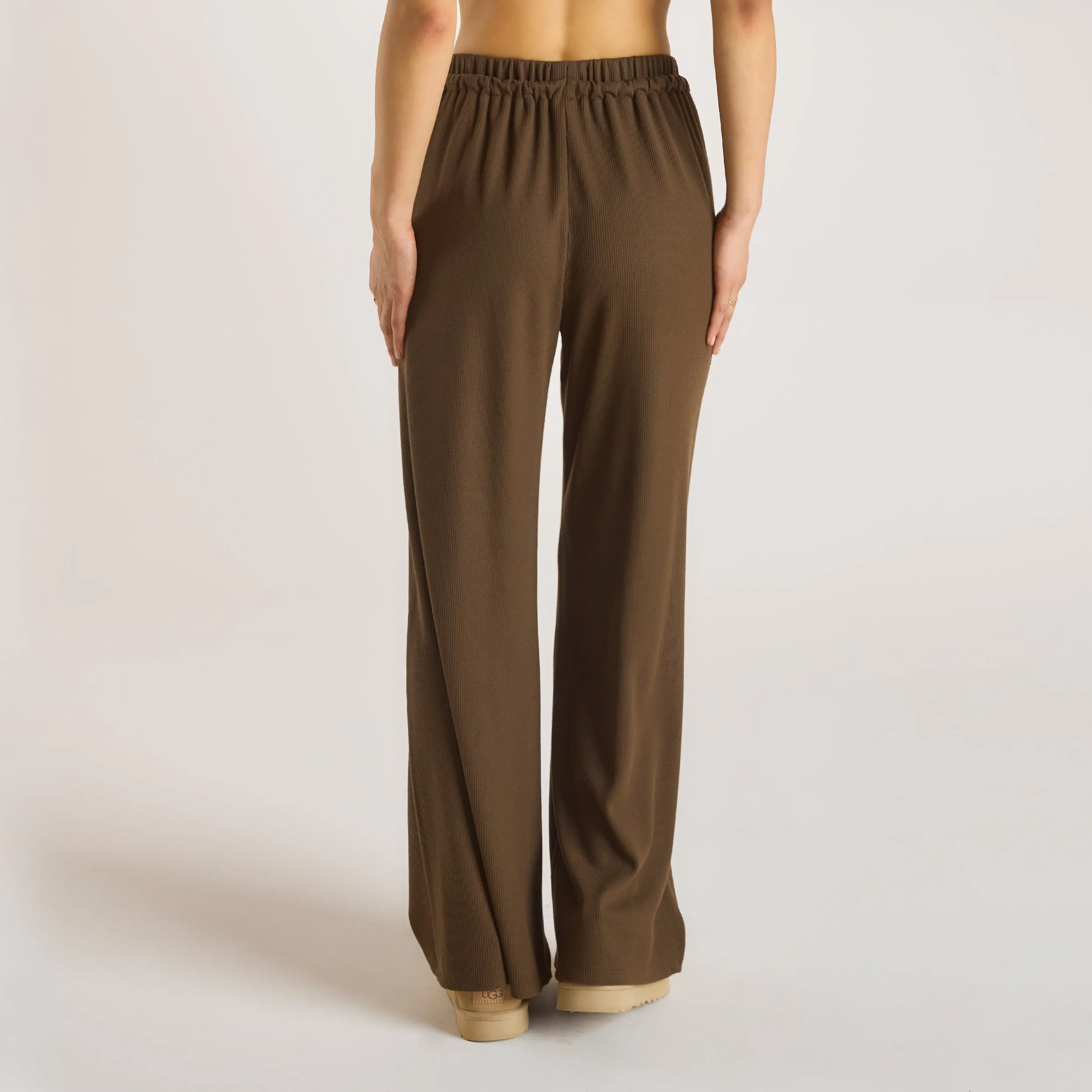Waffle Wide Leg Pants - Chocolate High Mobility