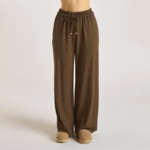 Waffle Wide Leg Pants - Chocolate Flexible Movement