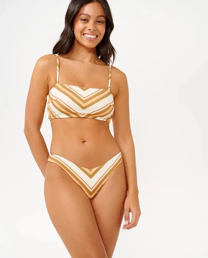 Rip Curl Womens Bikini Bottoms Catalina Stripe High Cheeky Coverage Textured Grip