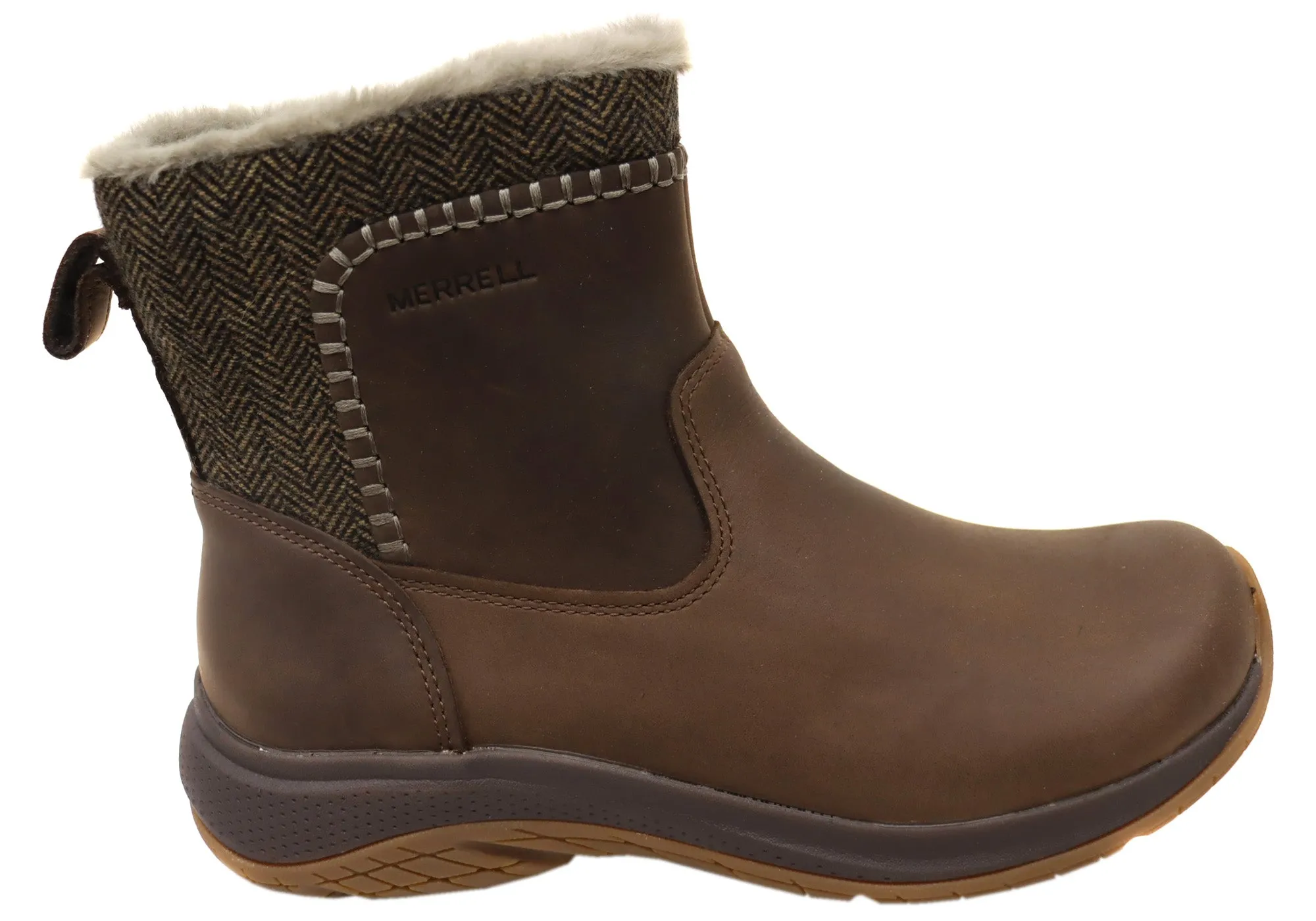 Tough Exterior Merrell Womens Encore Ice 5 Mid Zip Comfortable Leather Boots