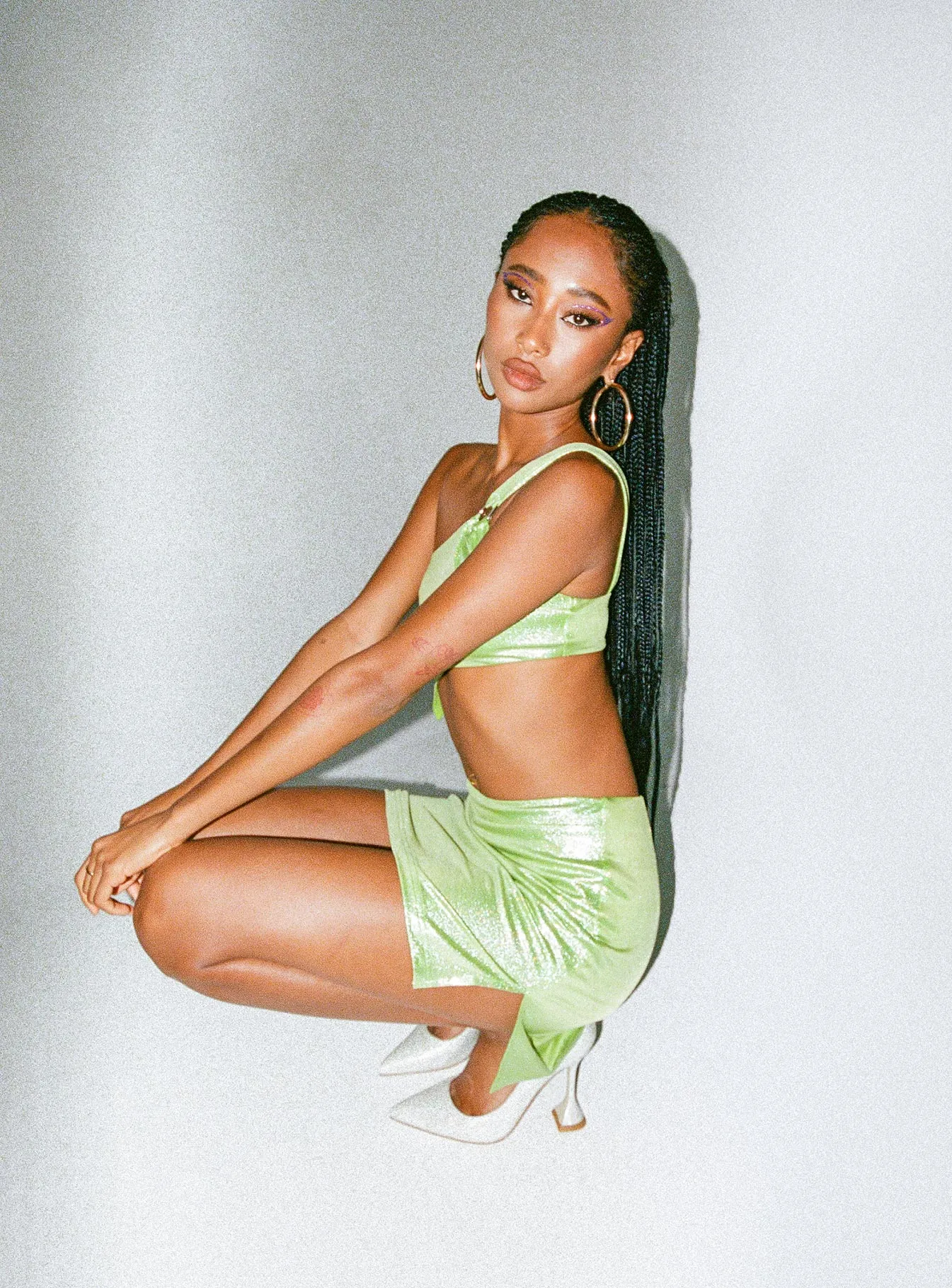 Bloom Set Green Front Slit Weighted Hem