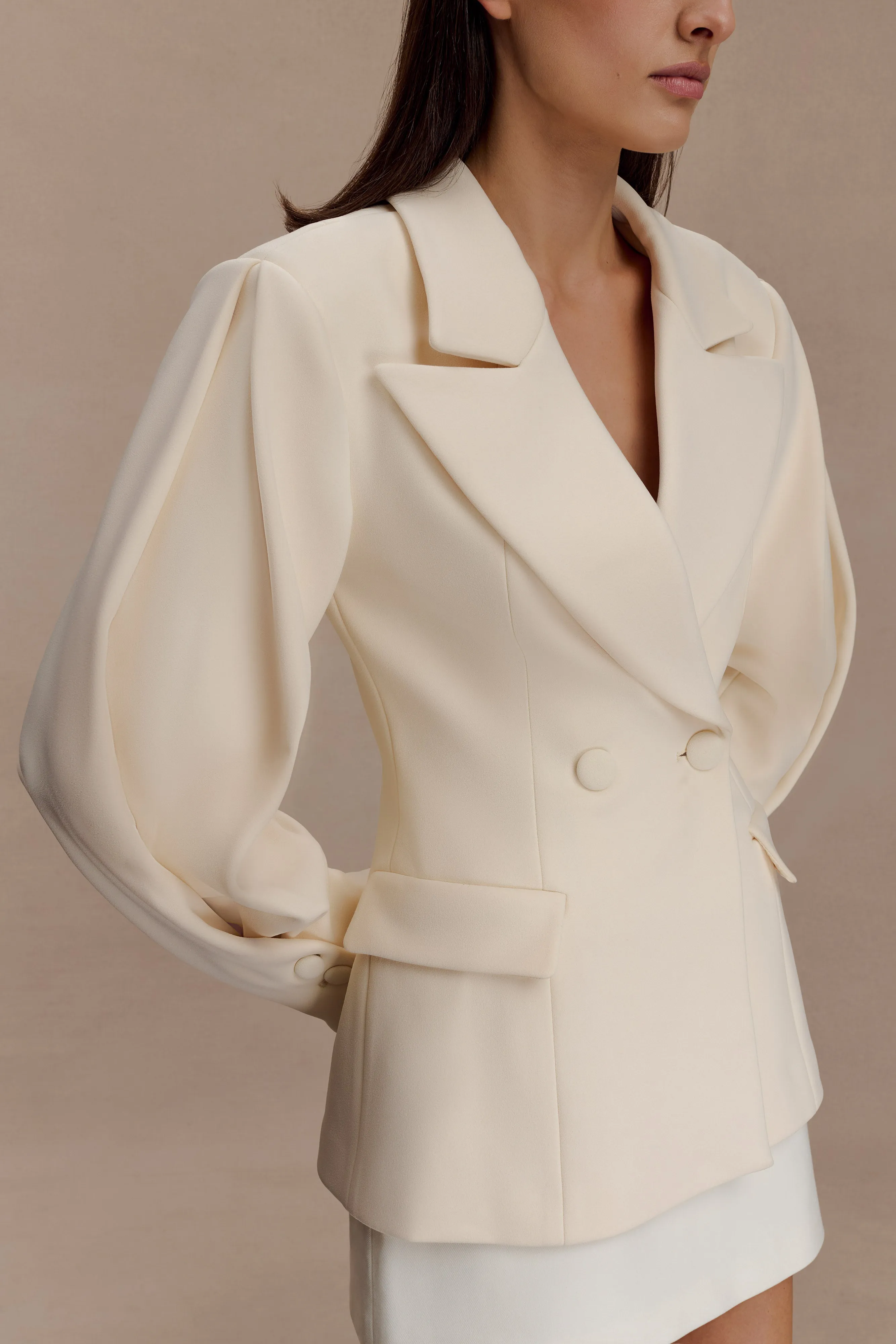 Mesh Lining Wesley Structured Blazer - Buttercream