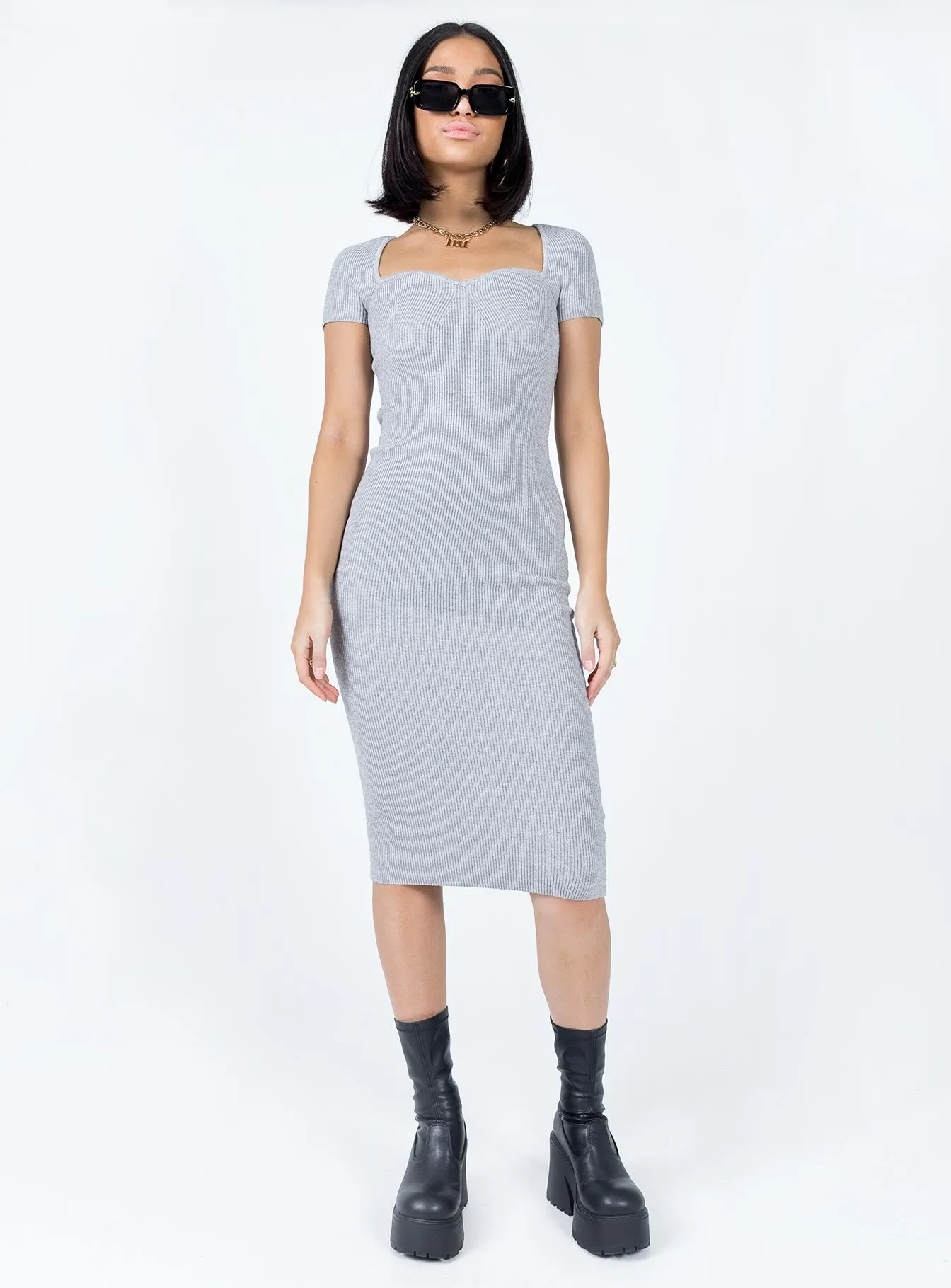 Light Wrap Ellisen Midi Dress Grey
