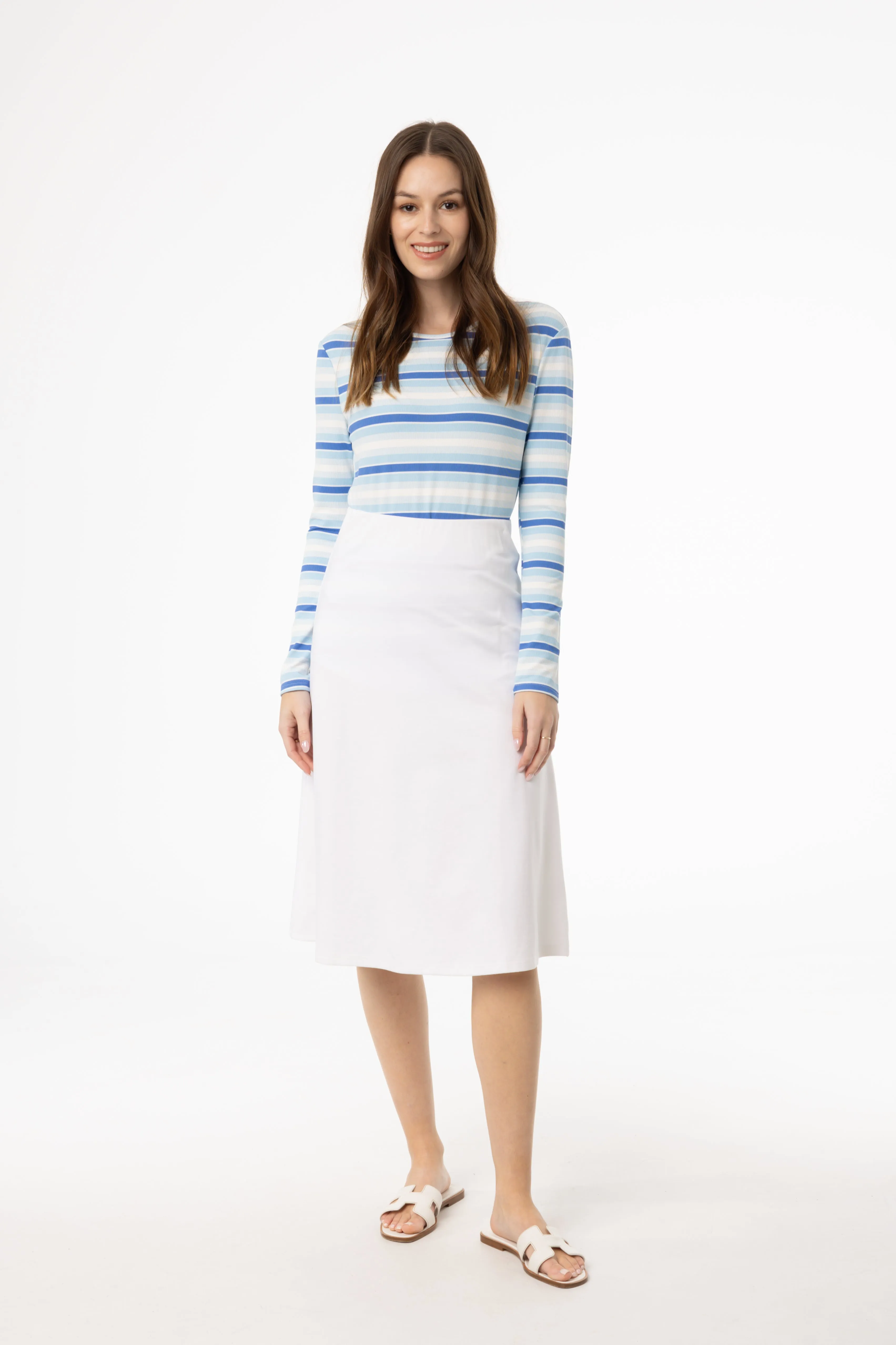 White Basic Skirt Edgy Look Soft Styling