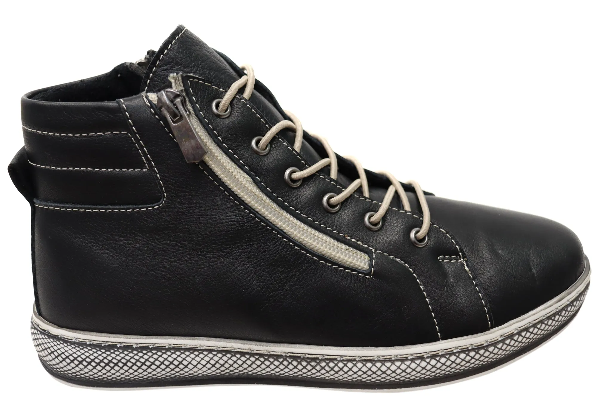 Orizonte Akari Womens European Comfortable Leather Ankle Boots Impact Diffusion Layer Odor Control Fabric