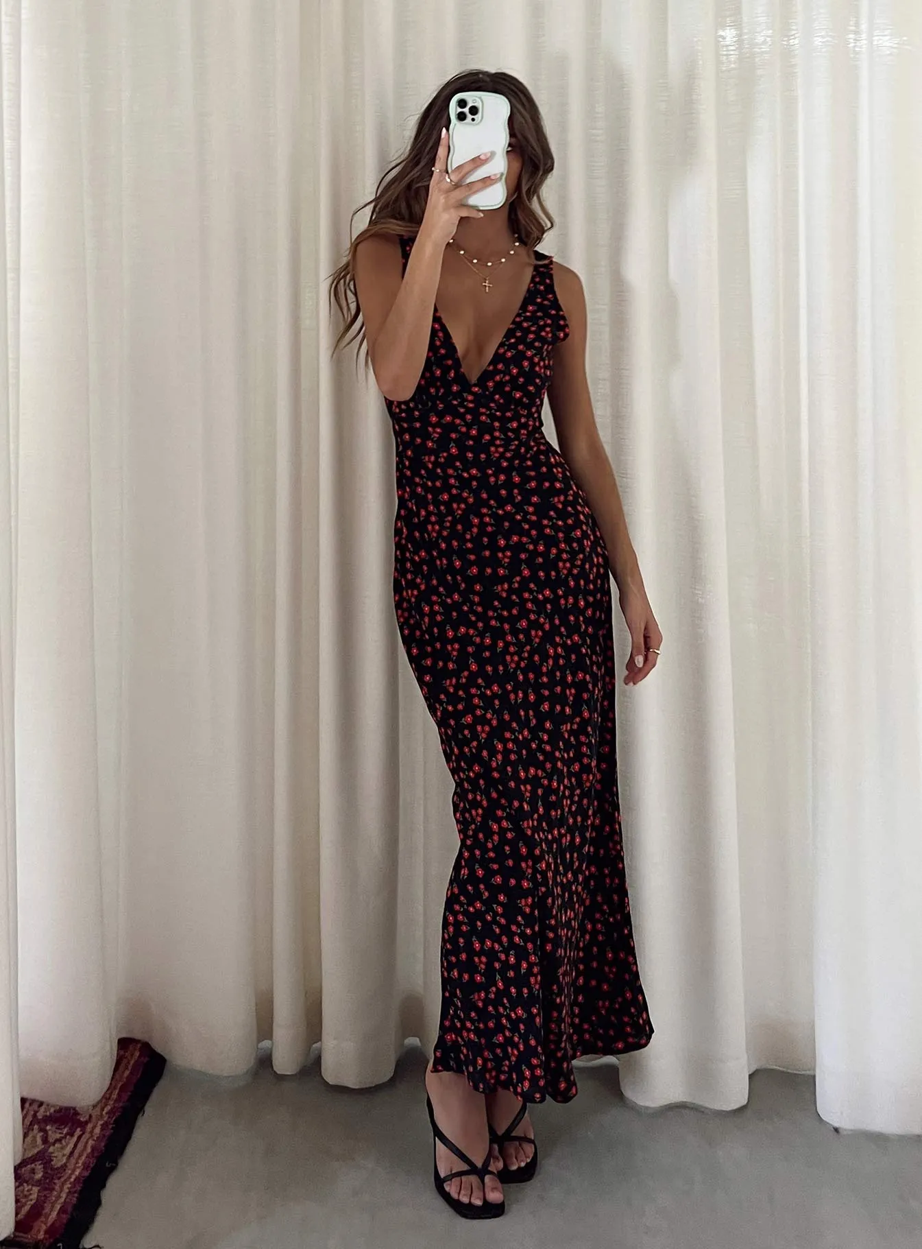 Bright Appeal Nellie Maxi Dress Black/Red Floral