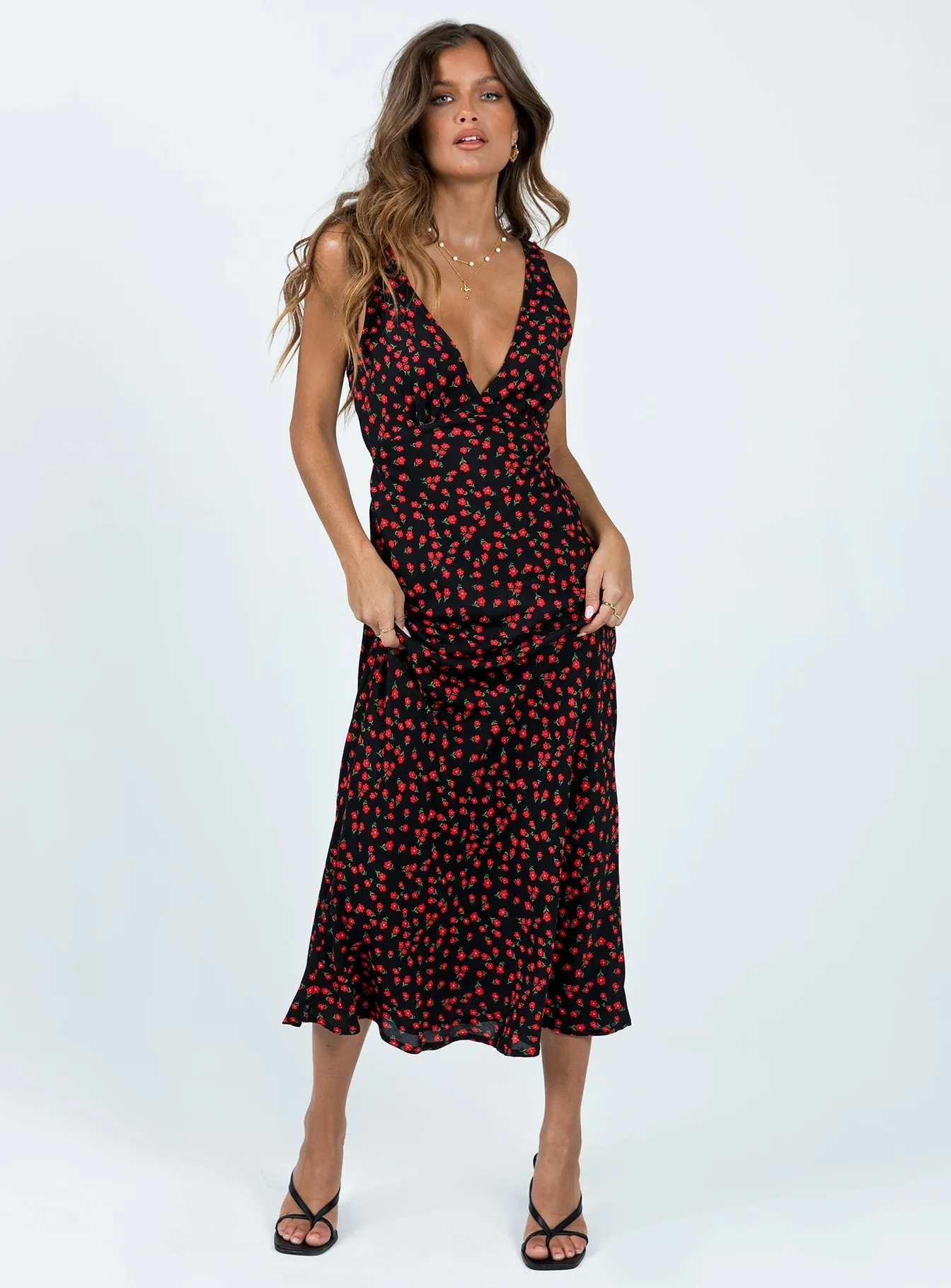 Nellie Maxi Dress Black/Red Floral Flexible Layers