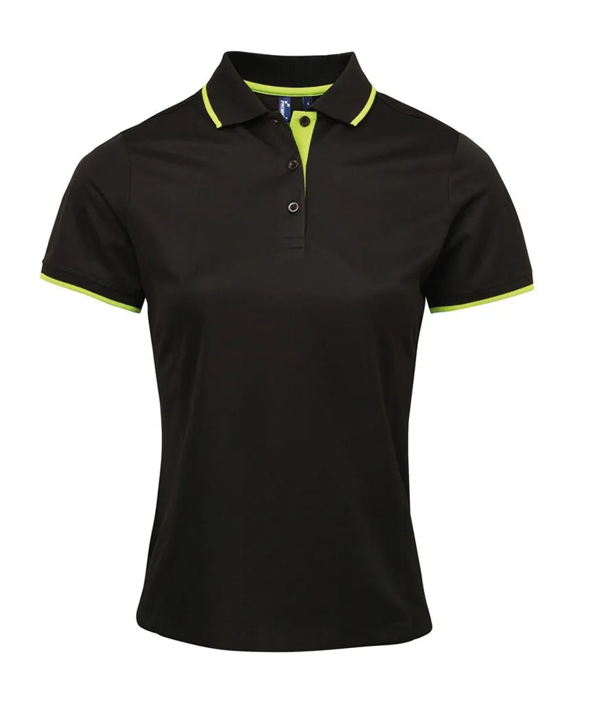 Anti Shrinkage Treatment Women's Contrast Coolchecker Polo | BLACK/LIME