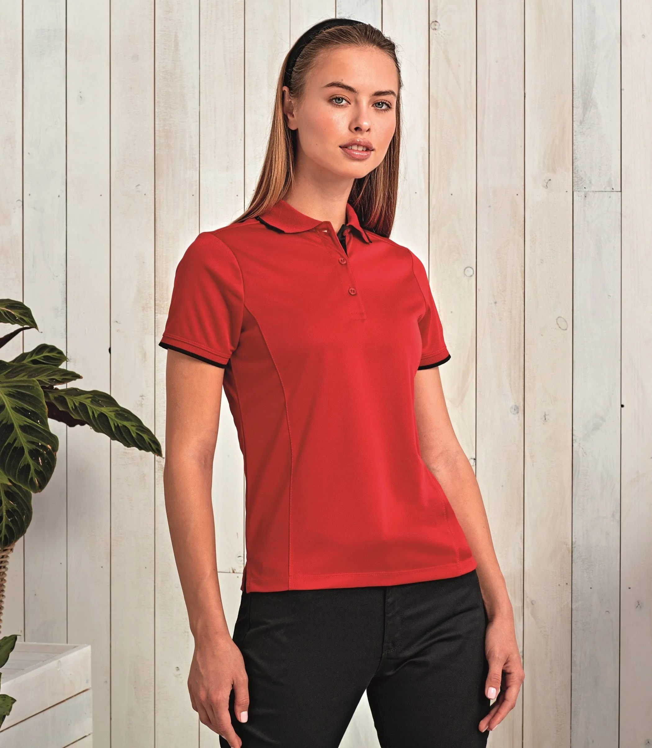 Women's Contrast Coolchecker Polo | BLACK/LIME Modern Design