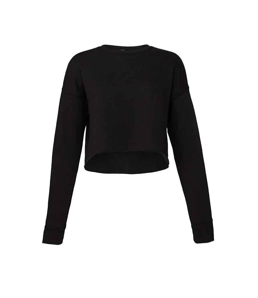 Women's Cropped Crew Fleece | BLACK Tweed