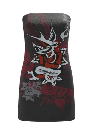 Casual Style Wear Sunset Look Womens Hollywood Swallow Bandeau Dress - Grey