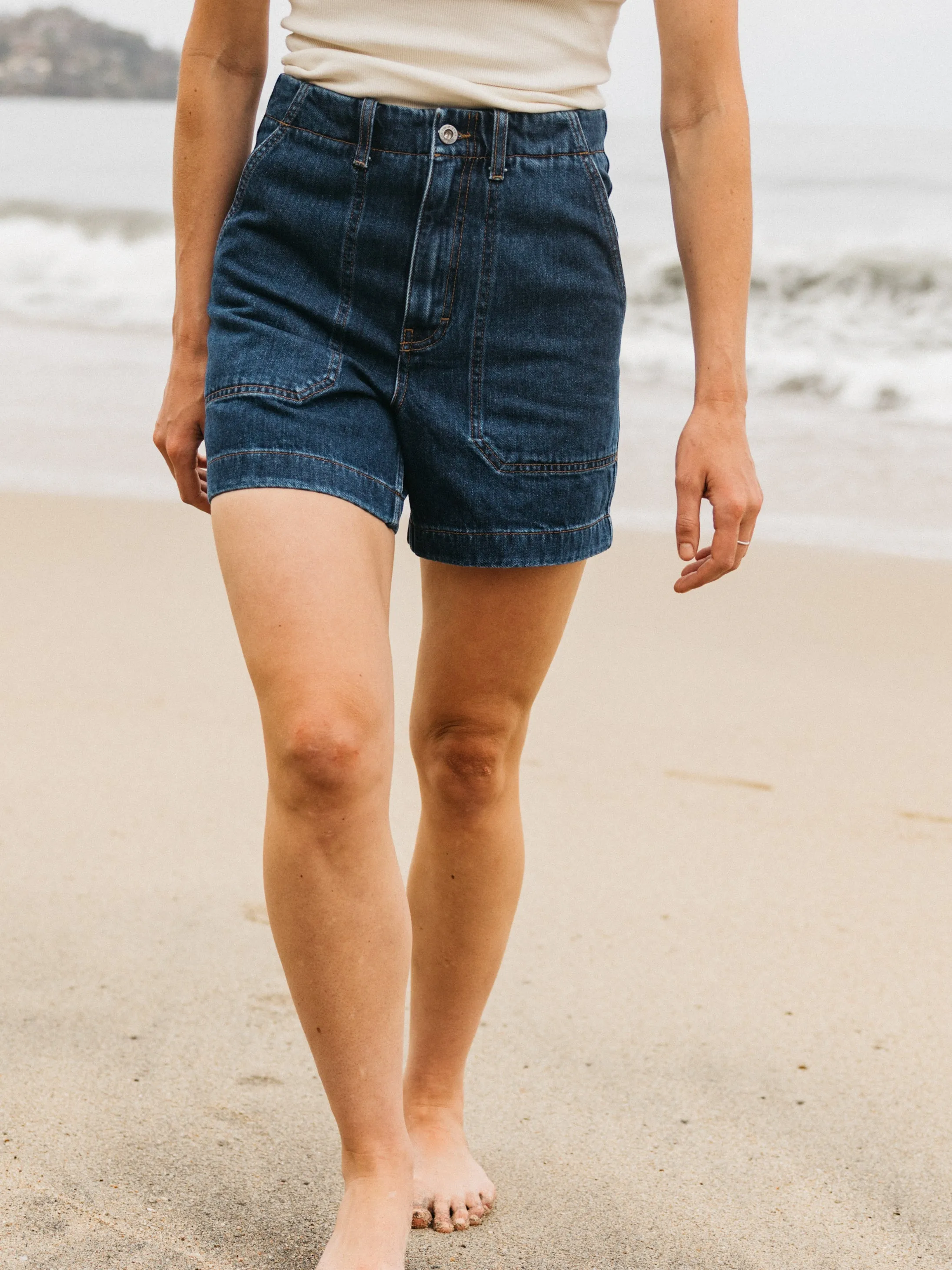 Casual Active Layered Hem Detail Women's Yarrel Denim Short