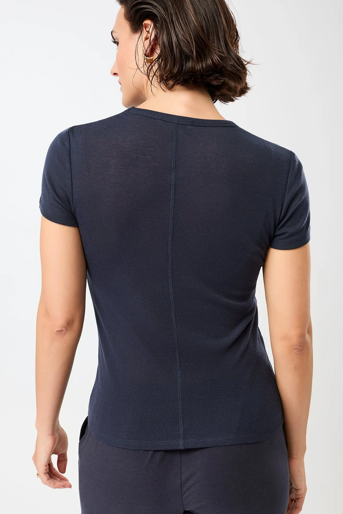 Urban Fashion Look Simple Comfort Look Wool T-Shirt - Night Sky