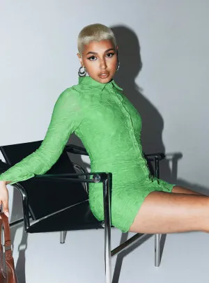 Beach Moment Calvert Long Sleeve Mini Dress Green