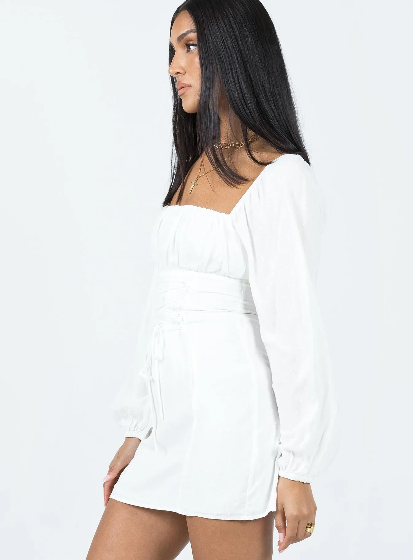 Love Glow SmoothEdgeFinish Fauce Long Sleeve Mini Dress Cream