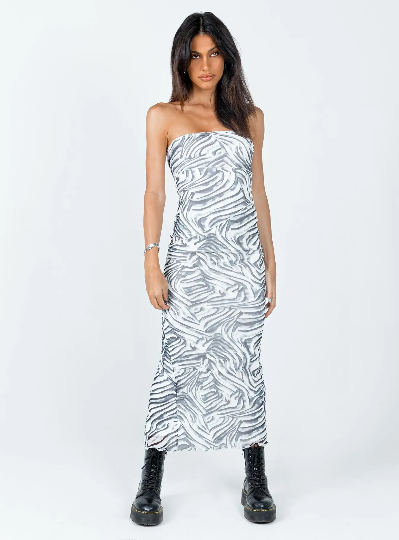 Neutral Tones Oscar Midi Dress Zebra