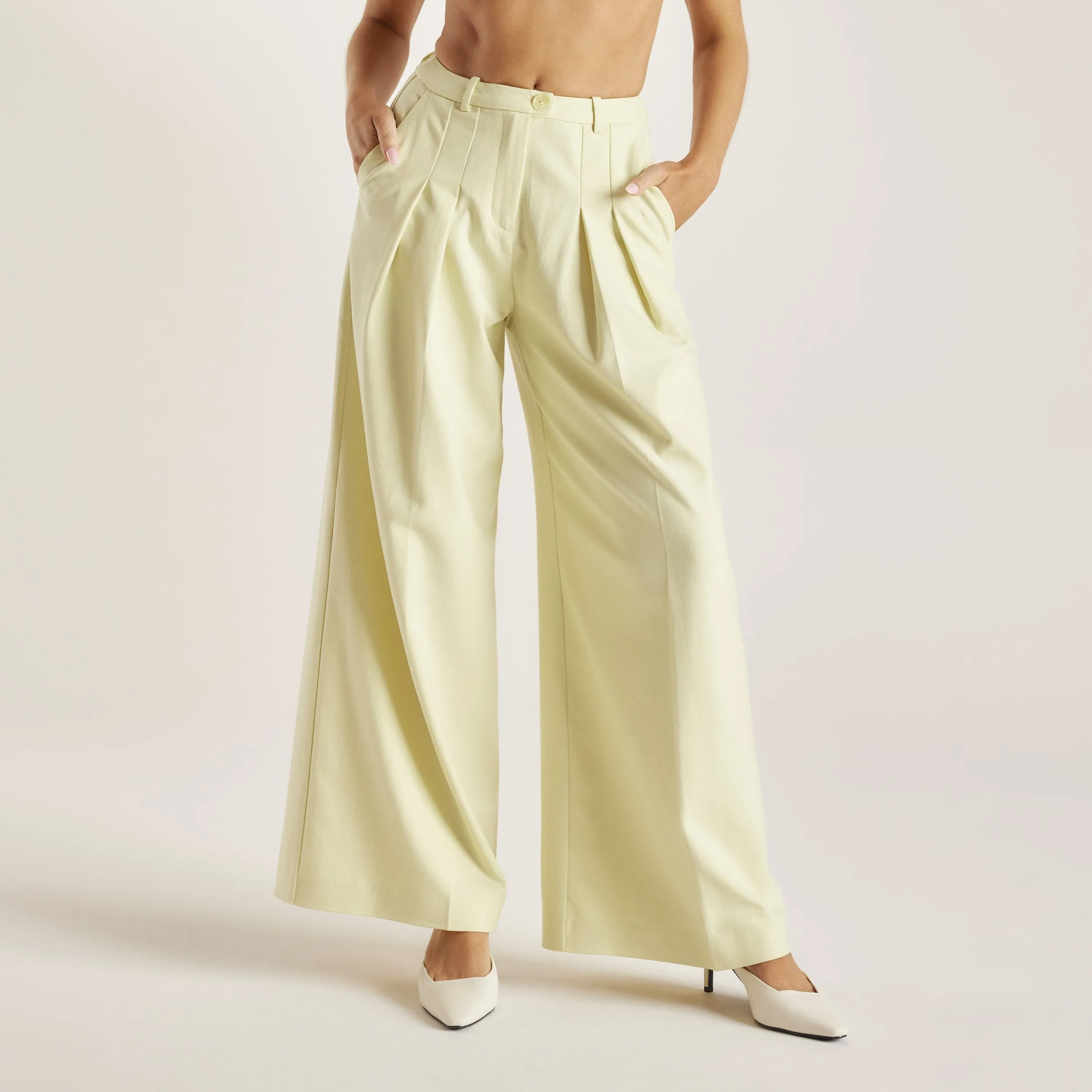 Everyday Comfort Slim Fit Wear Woven Wide-Leg Pants - Buttermilk